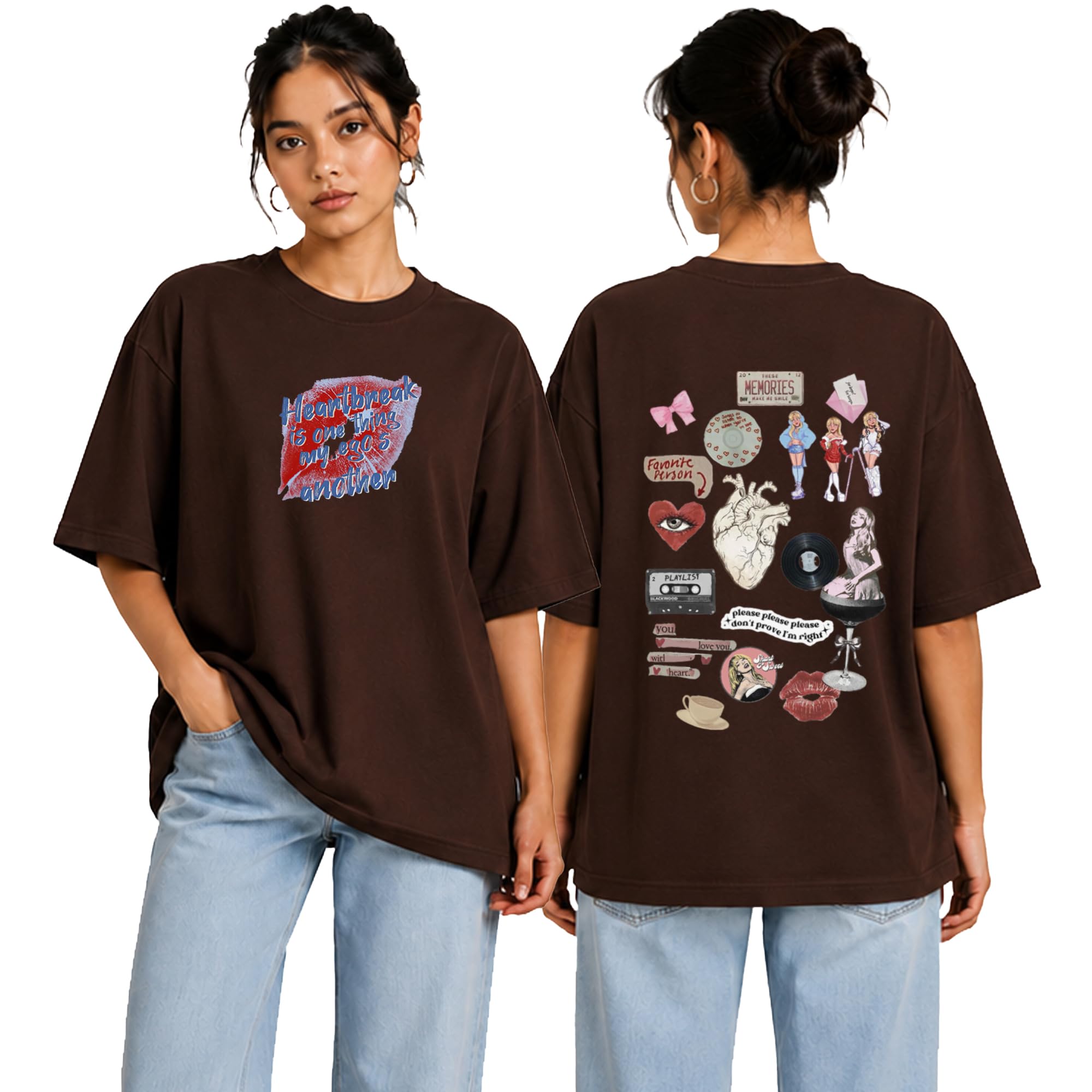 Sabrina Carpenter Oversized Brown Tshirt for Women and Men Sabrina Songs Drop Shoulder Unisex Baggy Loose Fit T-Shirts-picture-47