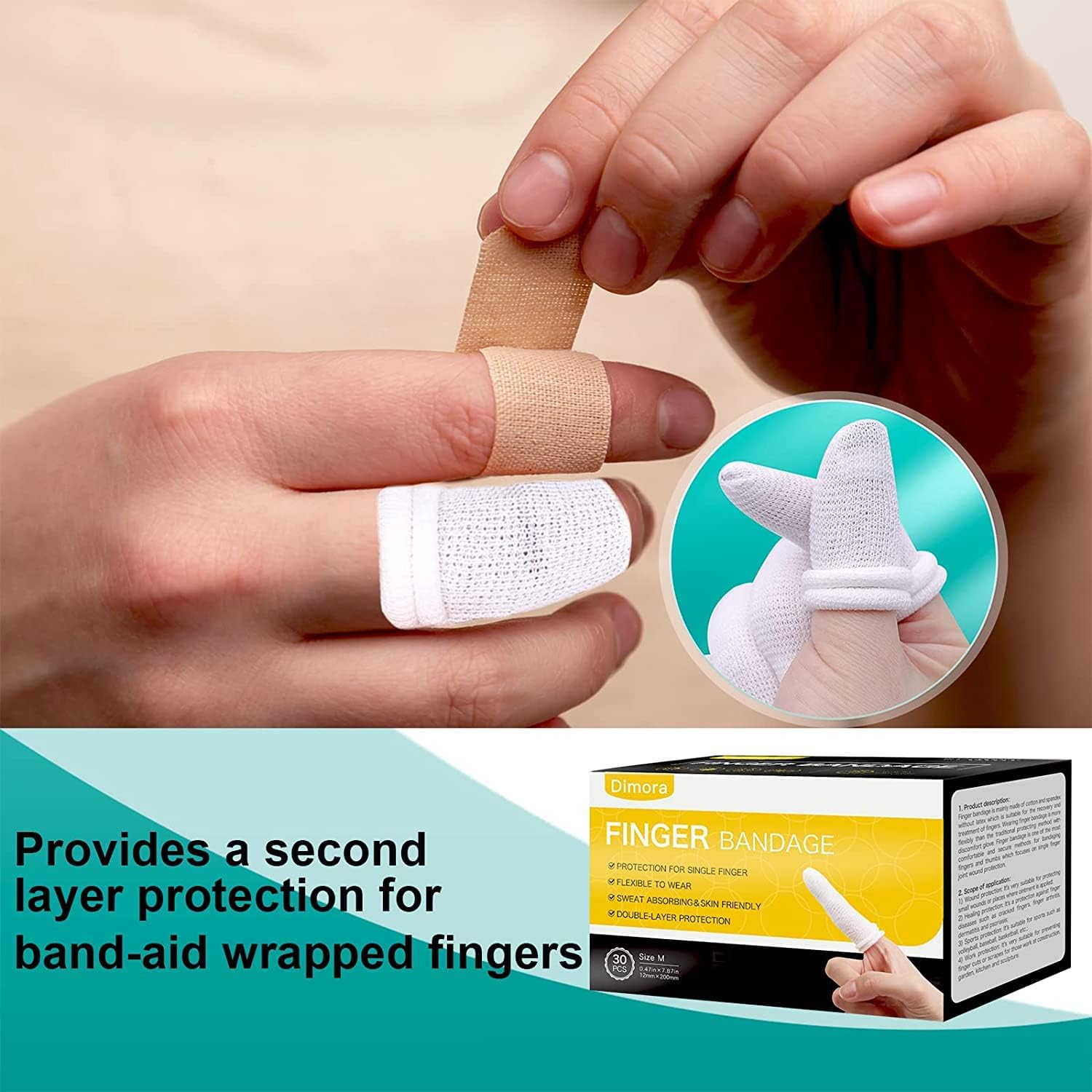 Dimora Finger Cots, 60Pcs Finger Protectors for Finger Tips, Breathable Finger Bandages for Wounds Care, Elastic Finger Gloves for Cargo Handling, Gardening Work, Fitness, Medium, White White Medium - Image 5