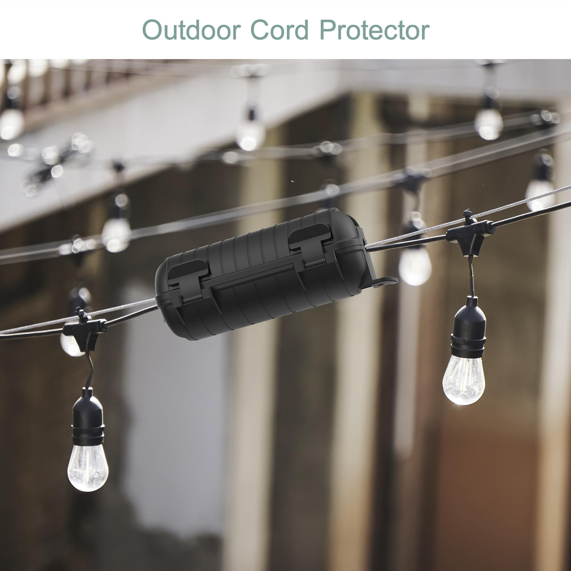 Copertura per cavo di prolunga per esterni, confezione da 8 pezzi, protezione impermeabile IP54, scatola di collegamento elettrico, copertura di sicurezza per presa elettronica, luce festiva, nero