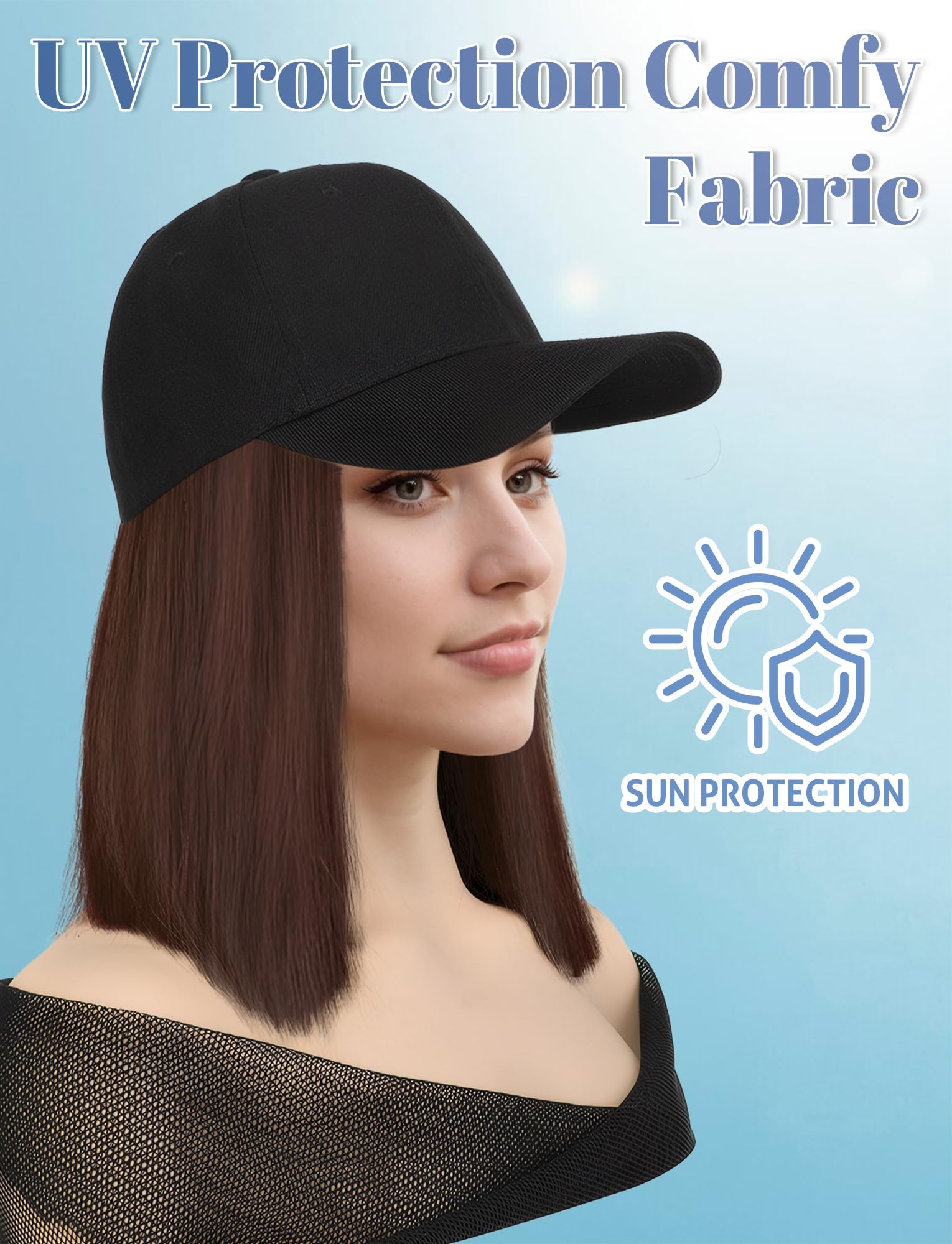 Parrucche sintetiche corte dritte dall'aspetto naturale per donne e ragazze, 26 cm, marrone scuro