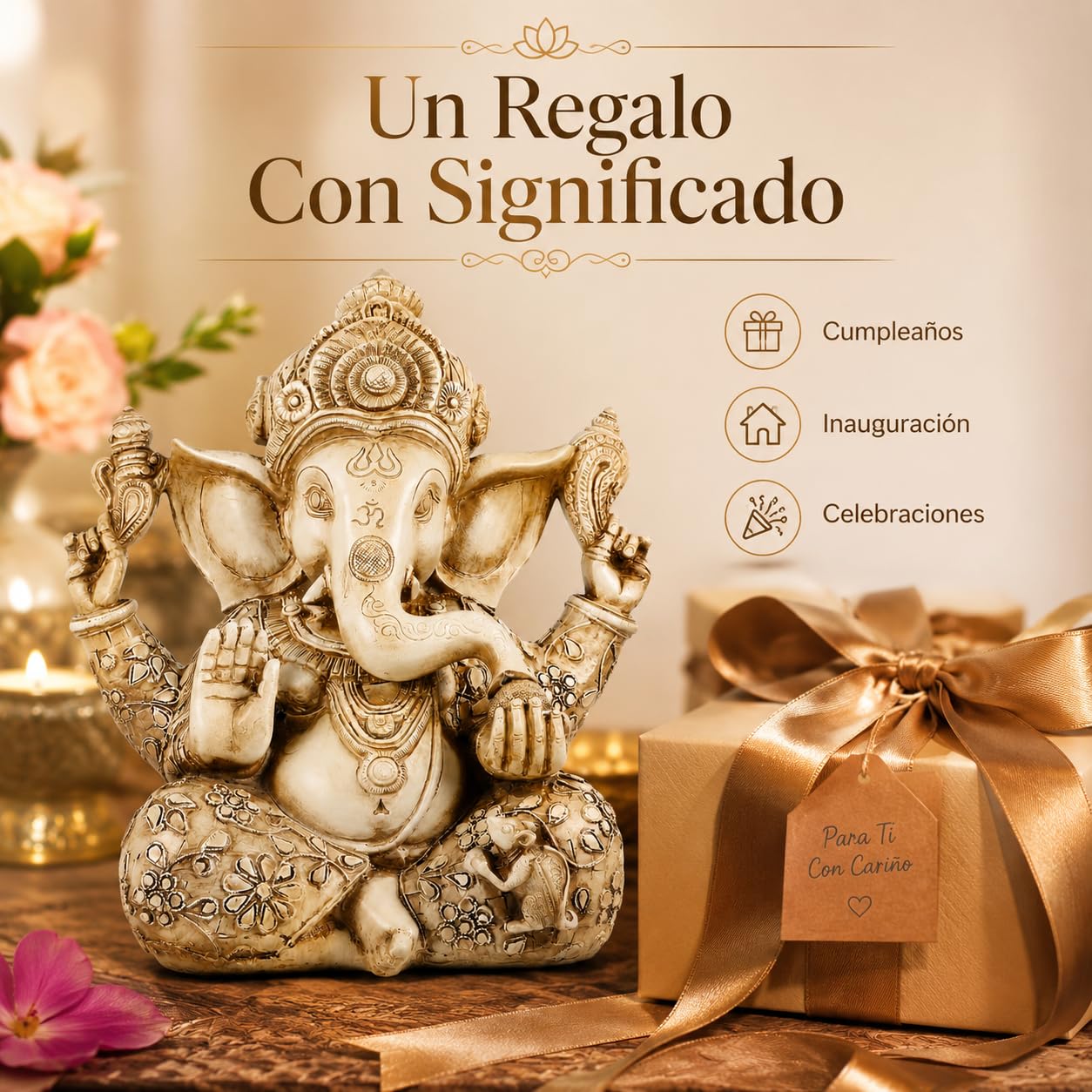 Señor Ídolo Estatua de elefante Buda Ganesh escultura 26. 5 x 30. 5 cm Blessing Home Diwali Decoración Resina Arte Artesanía Escritorio Ornamento
