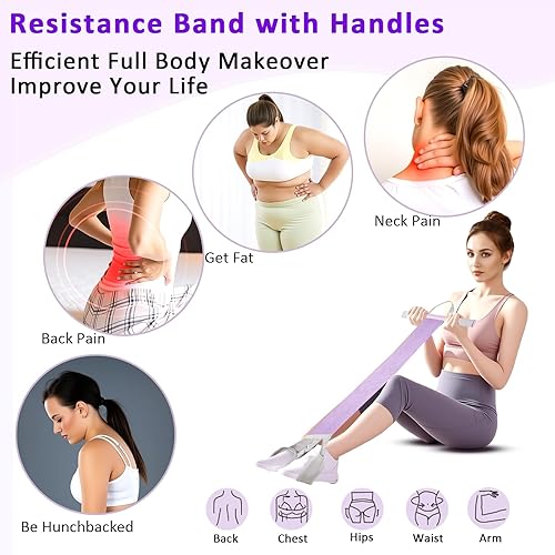 Miniatura 6 de Paquete de 2 bandas de resistencia de tela con asas, banda de resistencia antideslizante para piernas y glúteos, entrenamiento portátil, yoga,