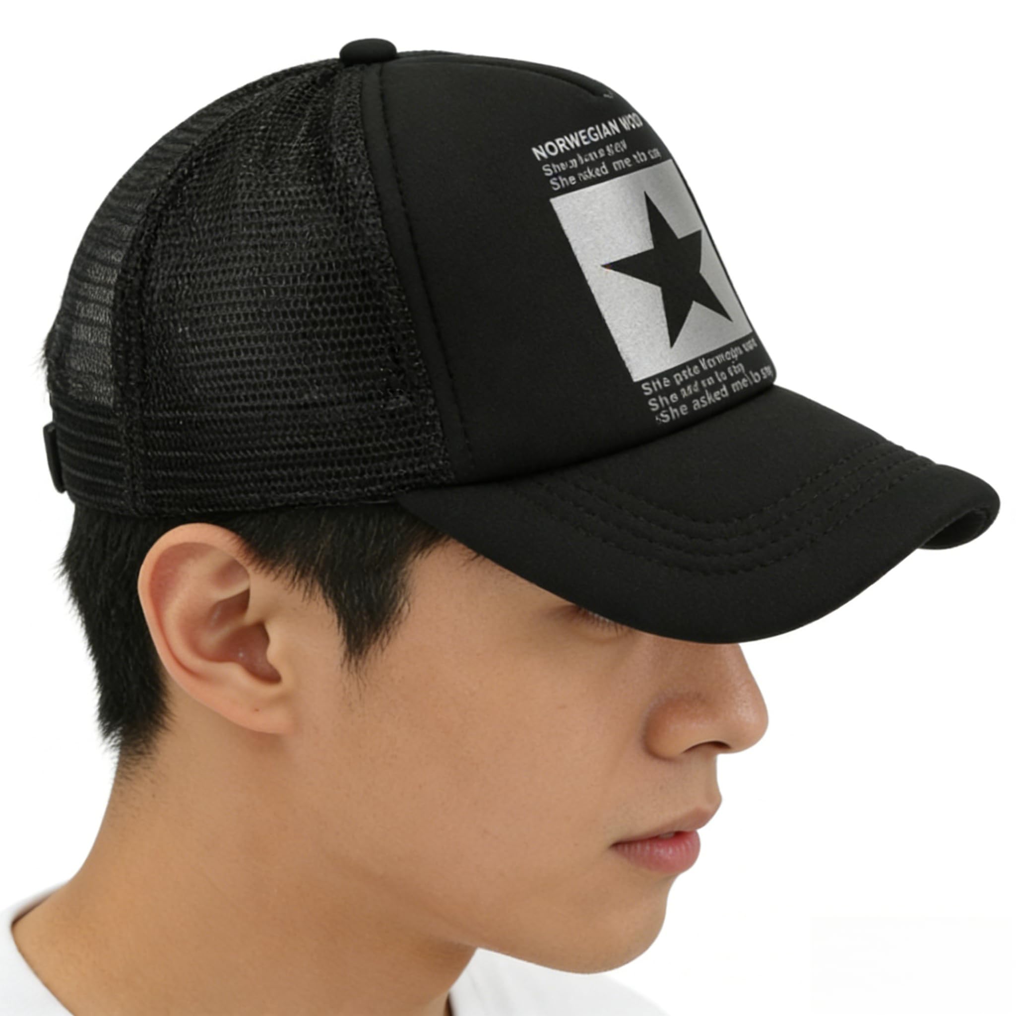 Gorras de Hombre Beisbol Pentagrama de Malla Respirable Gorra el Sol Moda Bordado Gorra Running Cierre de Hebilla Malla Ajustable Sombrero Verano Gorra Beisbol — view 3