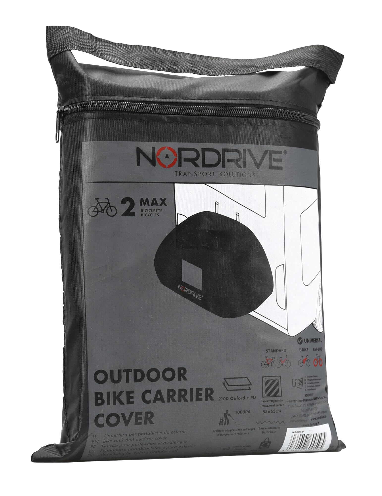 Nordrive N60059, Telo Copribici per Portabici Camper e Roulotte, 2 Biciclette, Anti Pioggia e UV Resistente