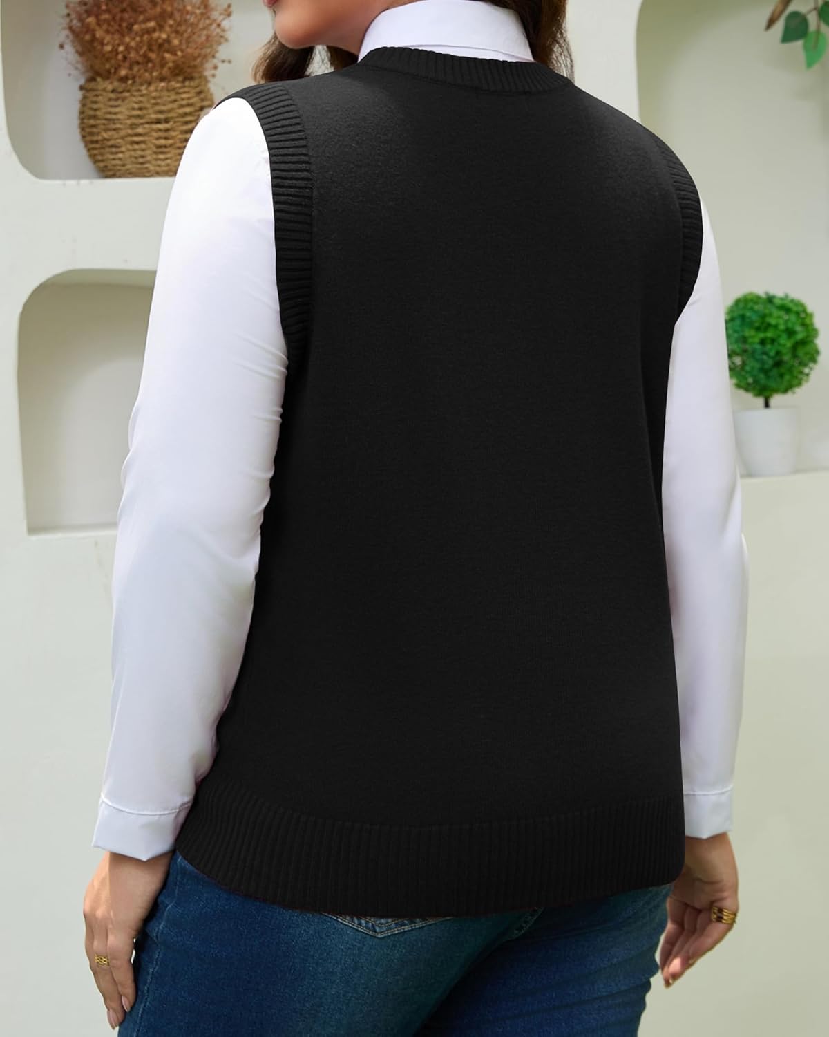 Plus Size Sweater Vest for Women V Neck Lightweight Knit Sleeveless Tank Top Pullover Sweaters Vest Classy - Image 3