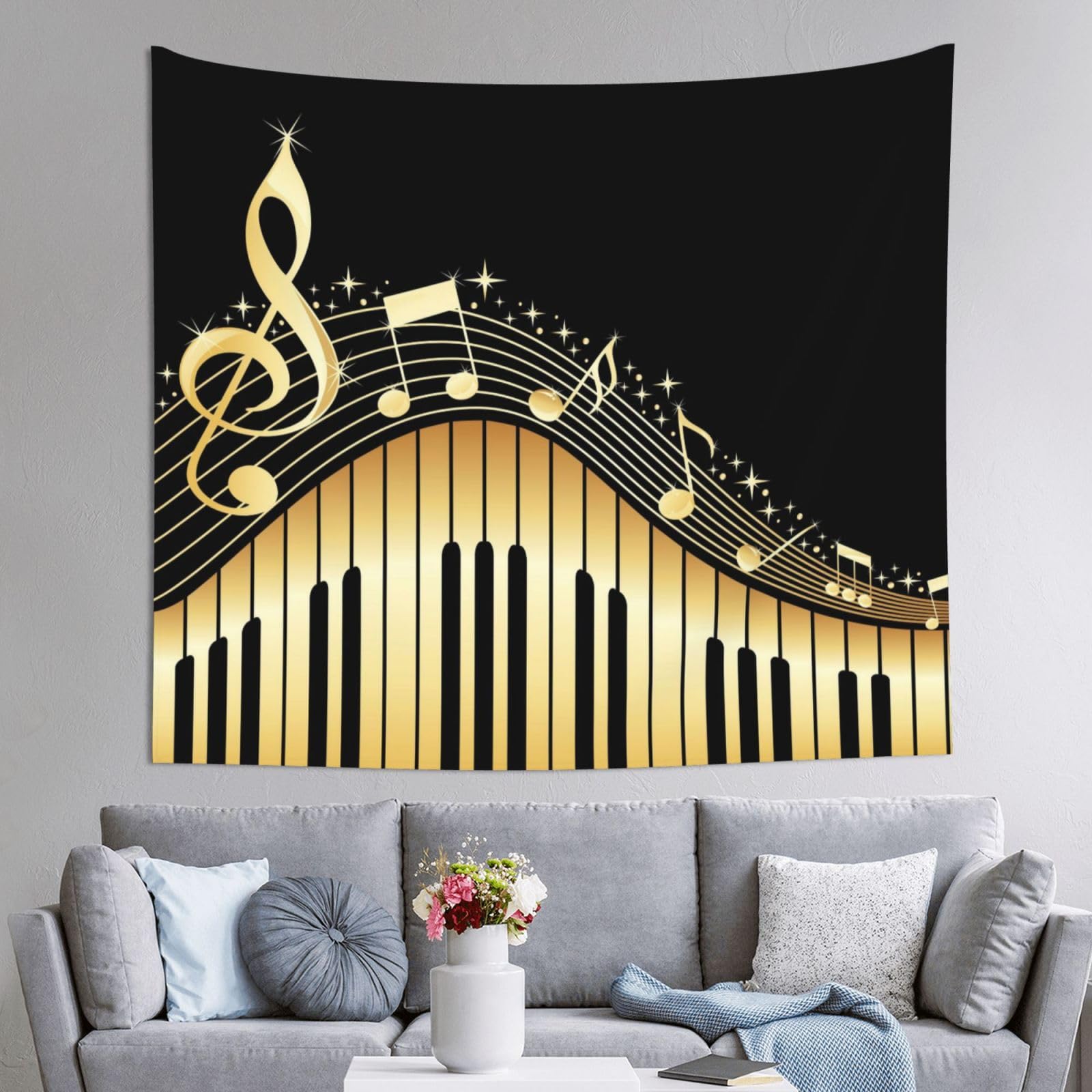 WKSGDSG Decoration Tapestry Wall Hanging For Bedroom, Music, 152x130cm Dorm Decor, Lightweight Easy Hang Wall Art For Living Room, Aesthetic Tapestries For Outdoor, Ceiling, Doorway, Camping