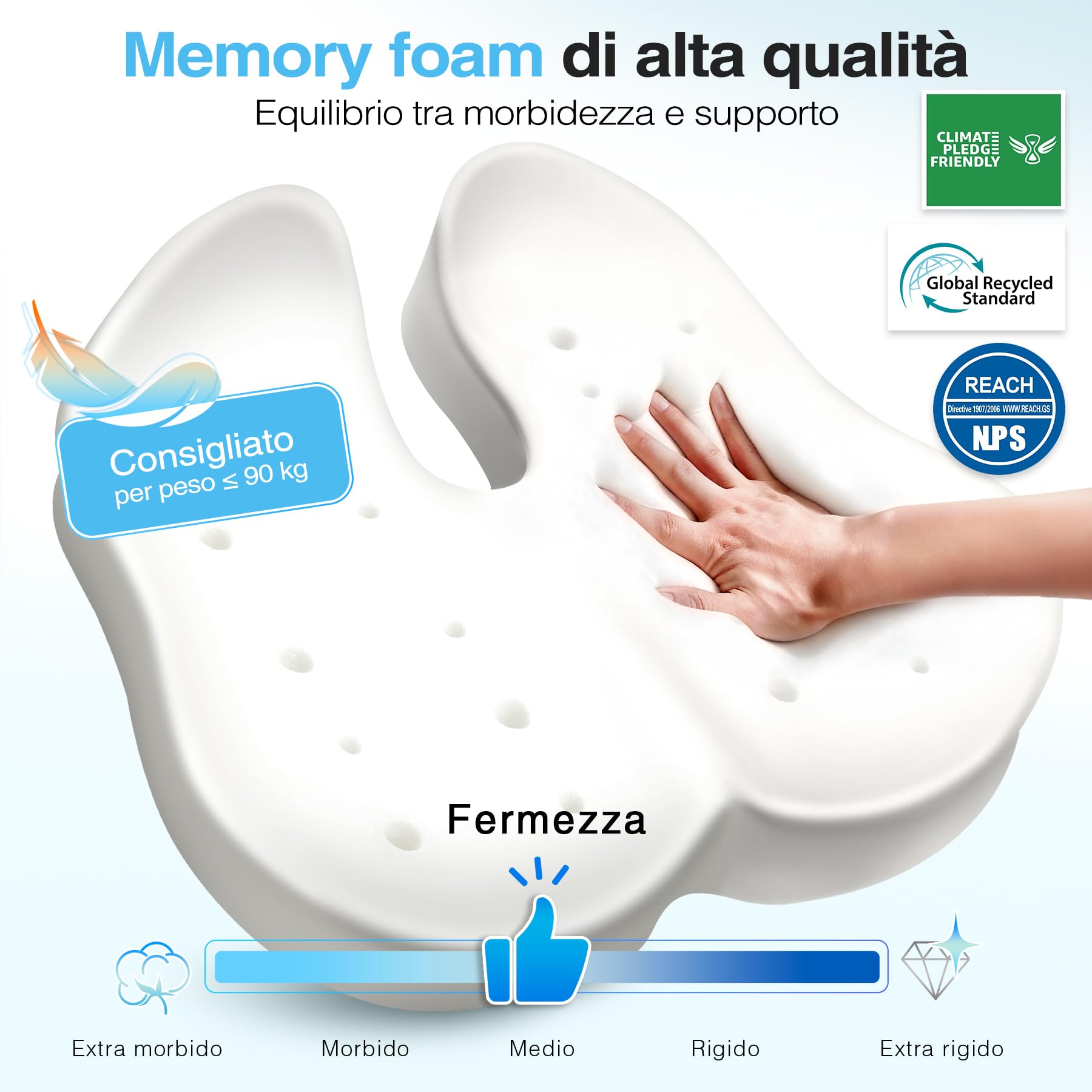 POOTACK Cuscino Sedia Ufficio, Cuscino Sedile, Cuscino Memory Foam per Sedia da Scrivania, Cuscino Memory Foam per Ufficio Casa Auto e Sedia a Rotelle