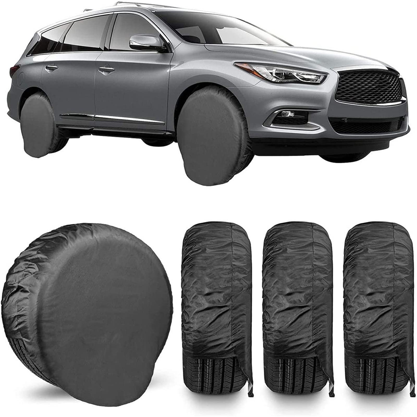 Juego de 4 fundas para neumáticos de viaje, remolque, camión, SUV, autocaravana, impermeable, para rueda, apto para neumáticos de 23-32 pulgadas de diámetro