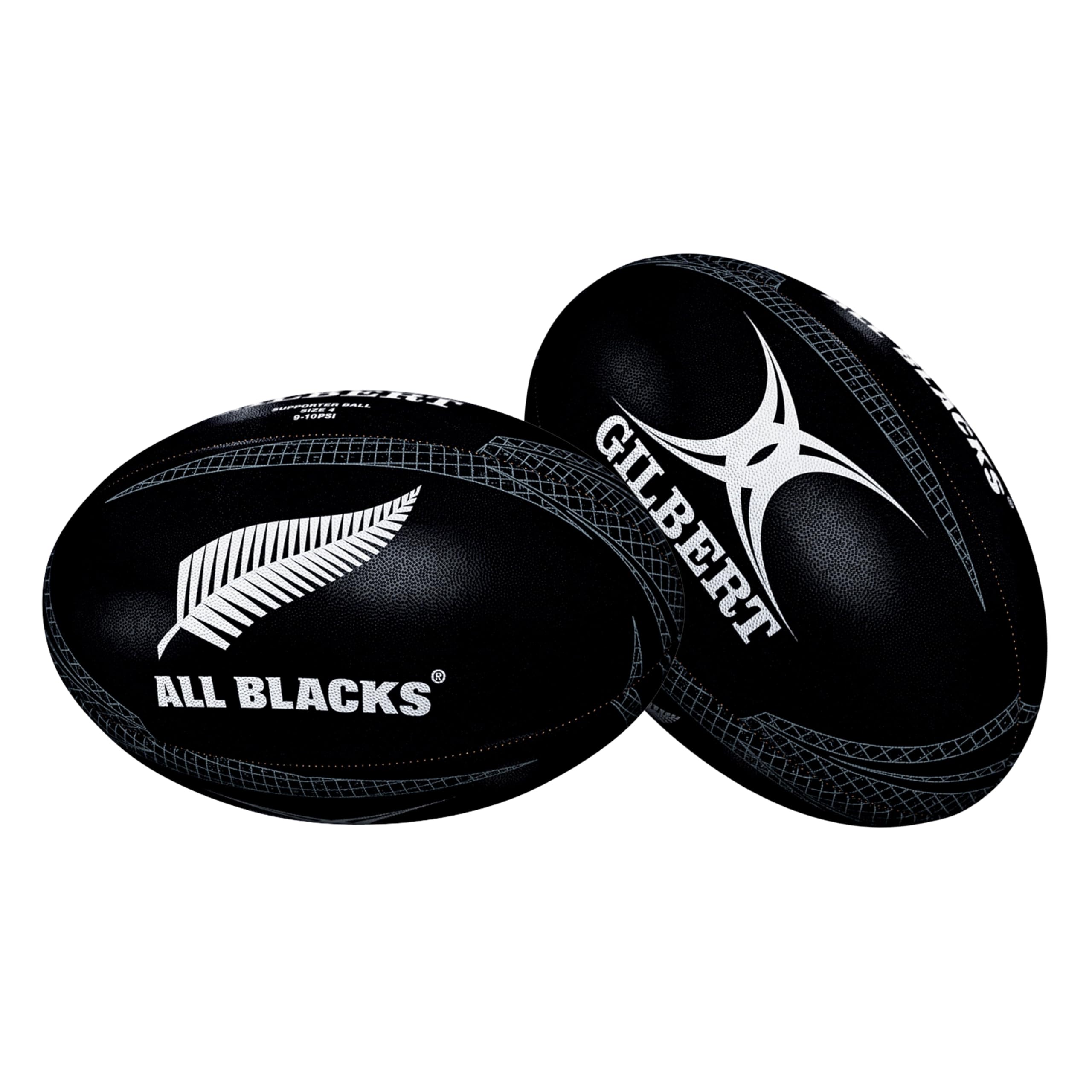 Gilbert New Zealand Supporter Rugby Ball - Black Size 4