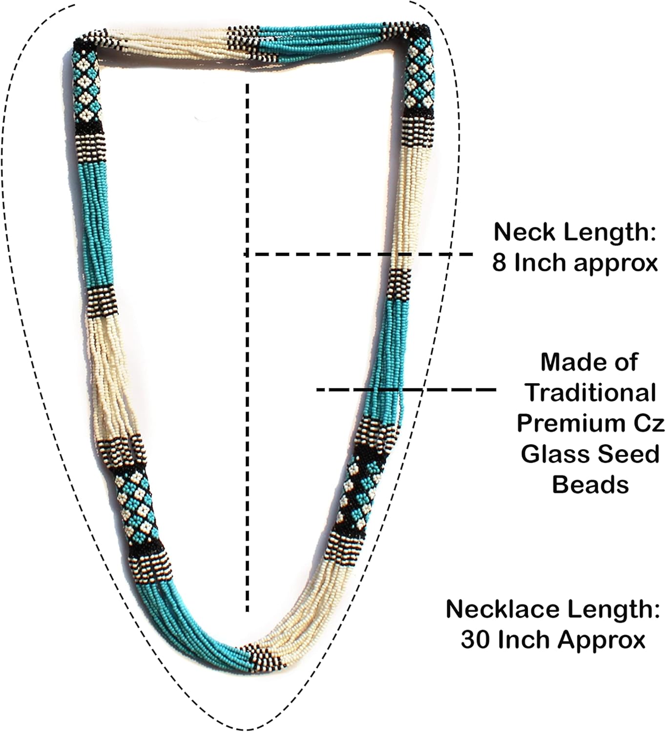 Handmade Native American Style Tribal ethnic Seed Bead Beaded Layered Medallion Necklace 6 - Image 3