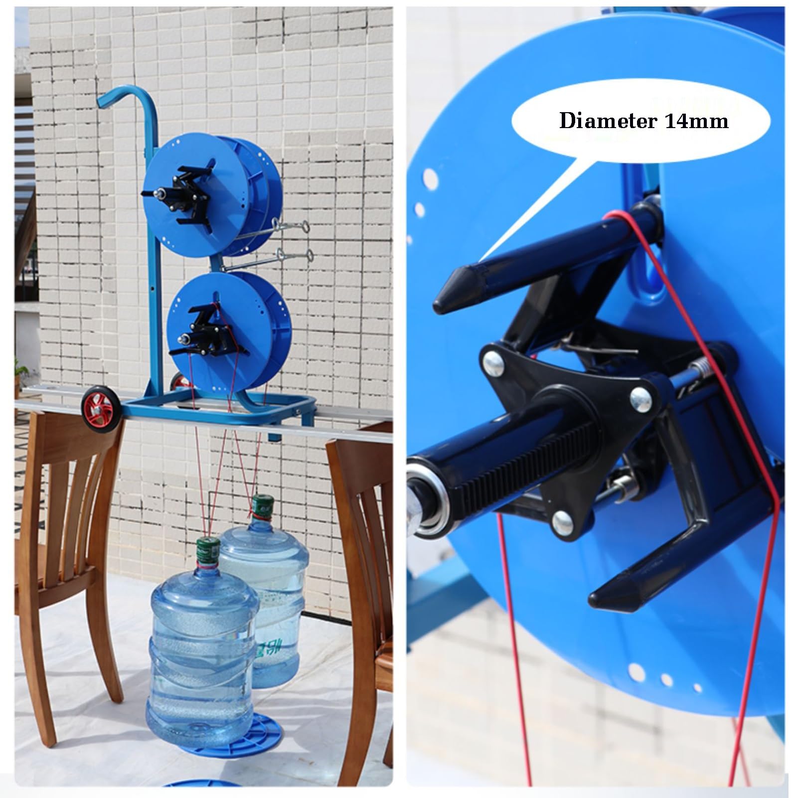 Dévidoir de câbles Portable et Robuste - Grand dévidoir Industriel et agricole pour Chantiers (Bleu) - Durable, Facile à Utiliser, idéal pour Les Professionnels