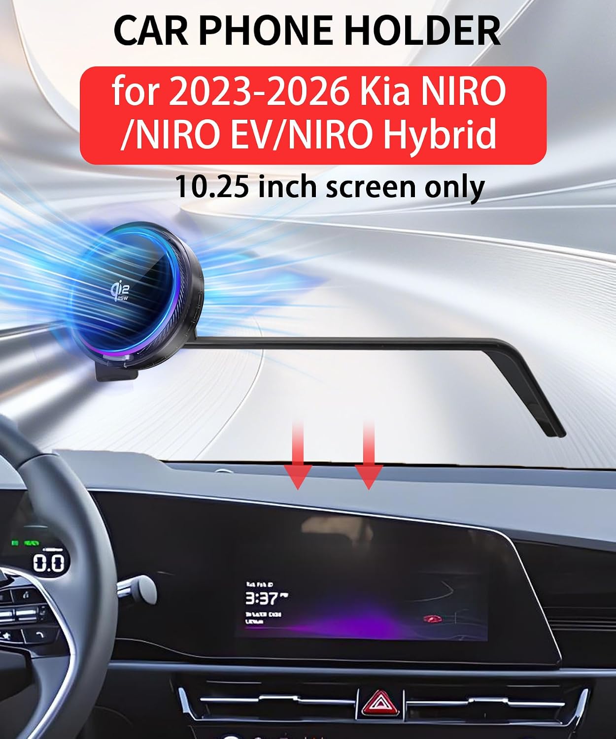 25W Car Mount Charger for Kia NIRO/EV/Hybrid 2023-2026 10.25-Inch image 2
