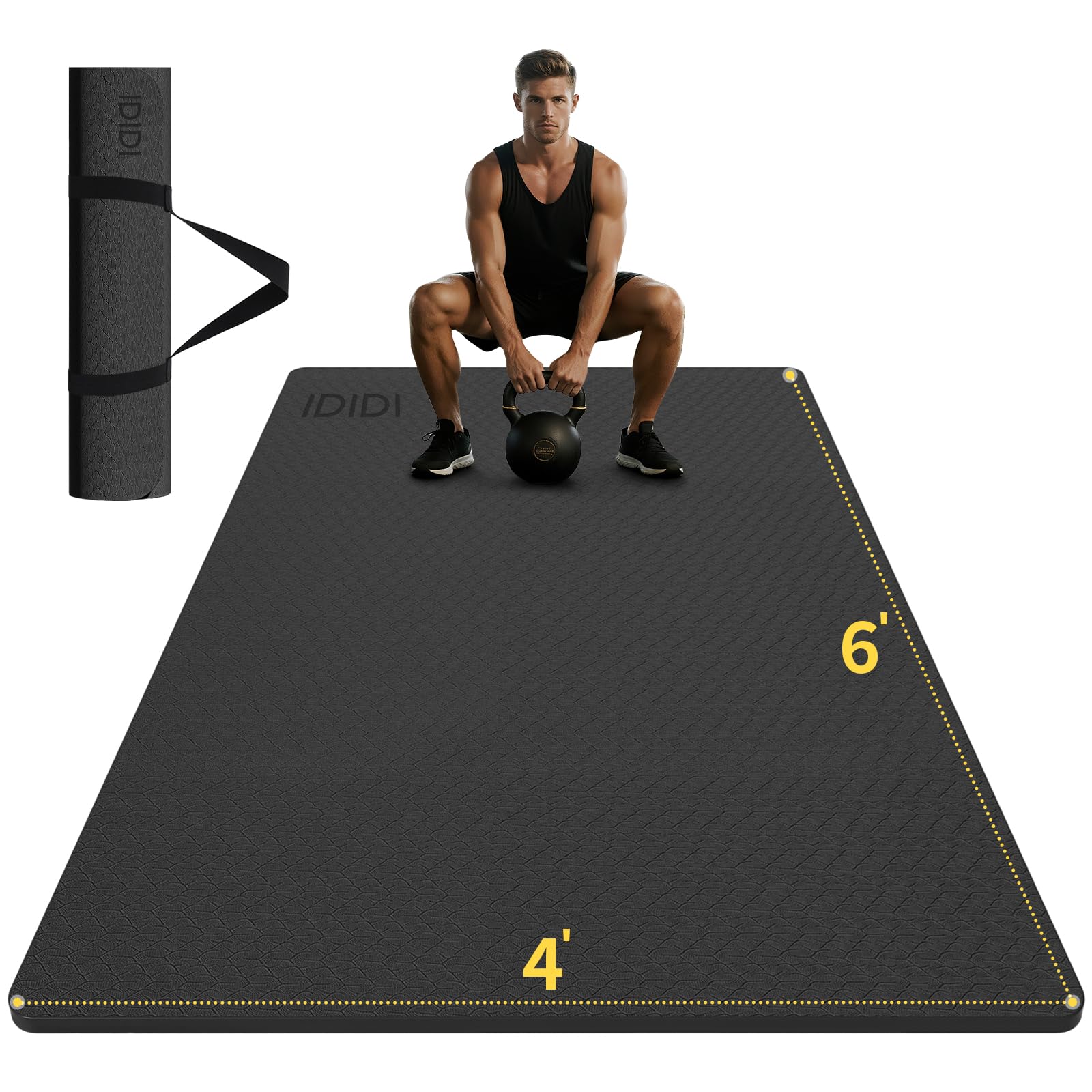 Large Exercise Mat 6 x 4 x 0 32 Ultra Durable High Density Non-Slip Yoga Mat Workout Mat