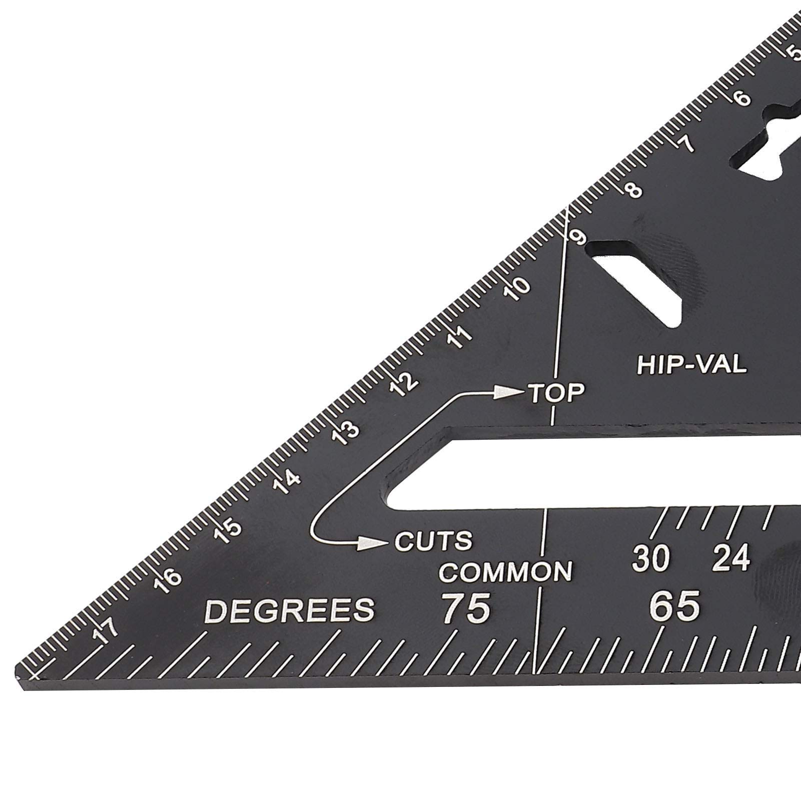 7 Inch Metric Black Oxidation Roofing Angle Protractor for Saw with Clear Scale for Building and Remodeling Projects (Metric)