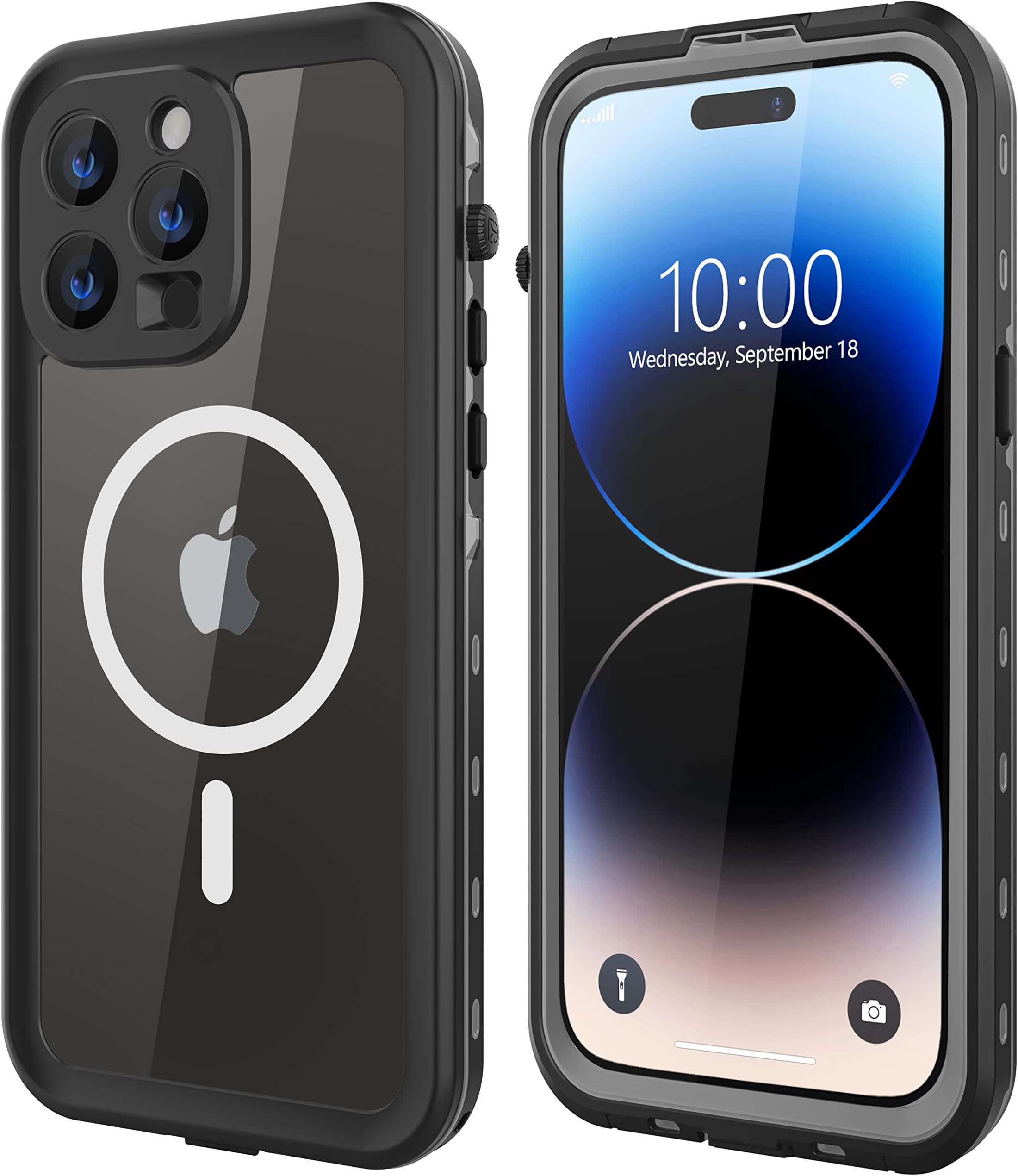 GuirbleDesign for iPhone 14 Pro Waterproof Case, Shockproof Dustproof Phone Case for iPhone 14 Pro with Screen Protector, Full Body Protective Case for iPhone 14 Pro Cover 6.1'' (Black/Gray)