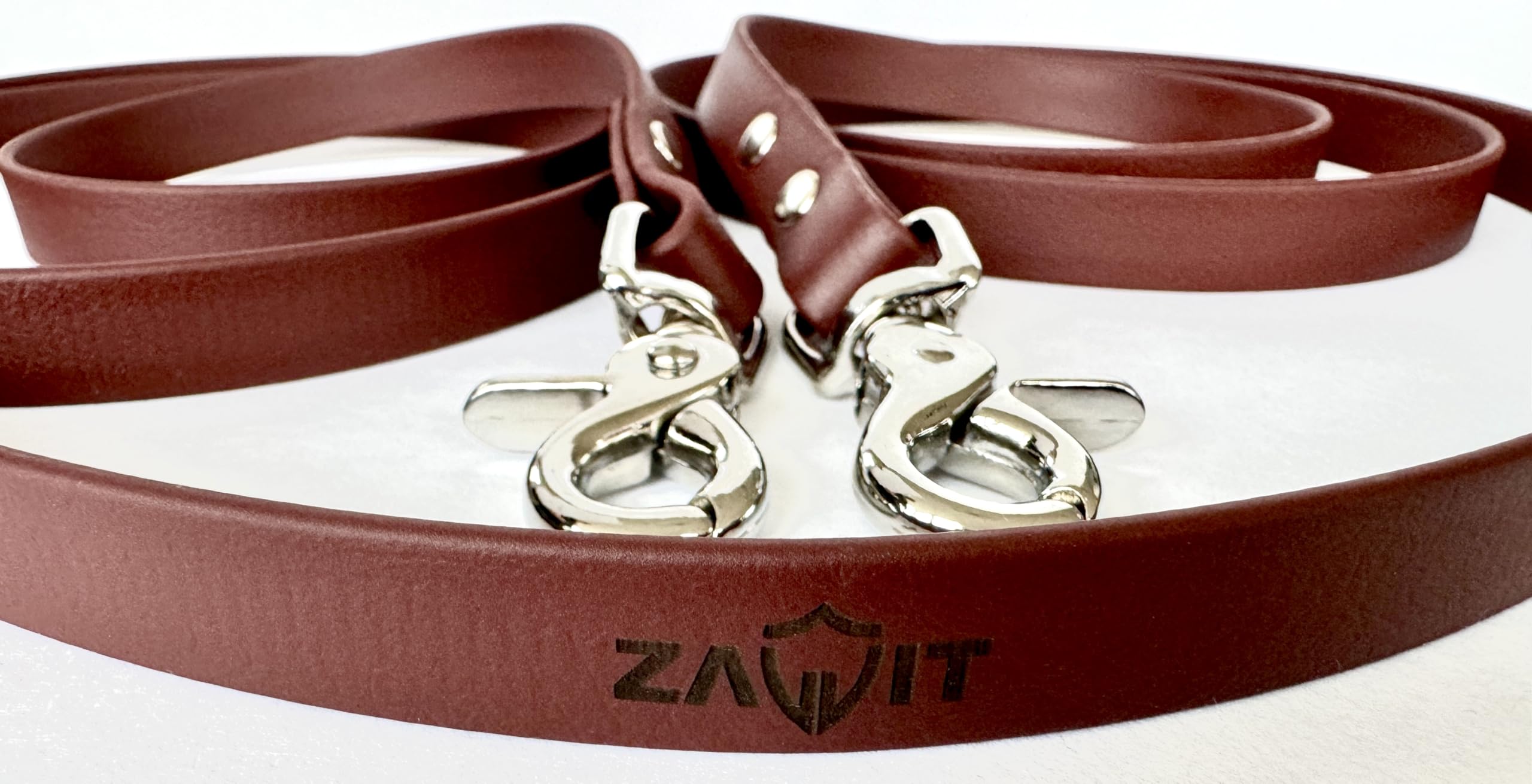 Redini BioThane chiusi con moschettone a forbice, larghezza 16 mm, lunghezza 3 m, marrone, morbide, piatte e facili da pulire, senza barre per allenamento e passeggiate
