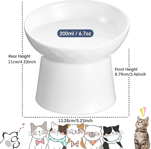 Miniatura 8 de Cuencos elevados de cerámica para gatos de 4 piezas, cuencos inclinados para comida para gatos, sin estrés, fatiga de bigotes, prevención de