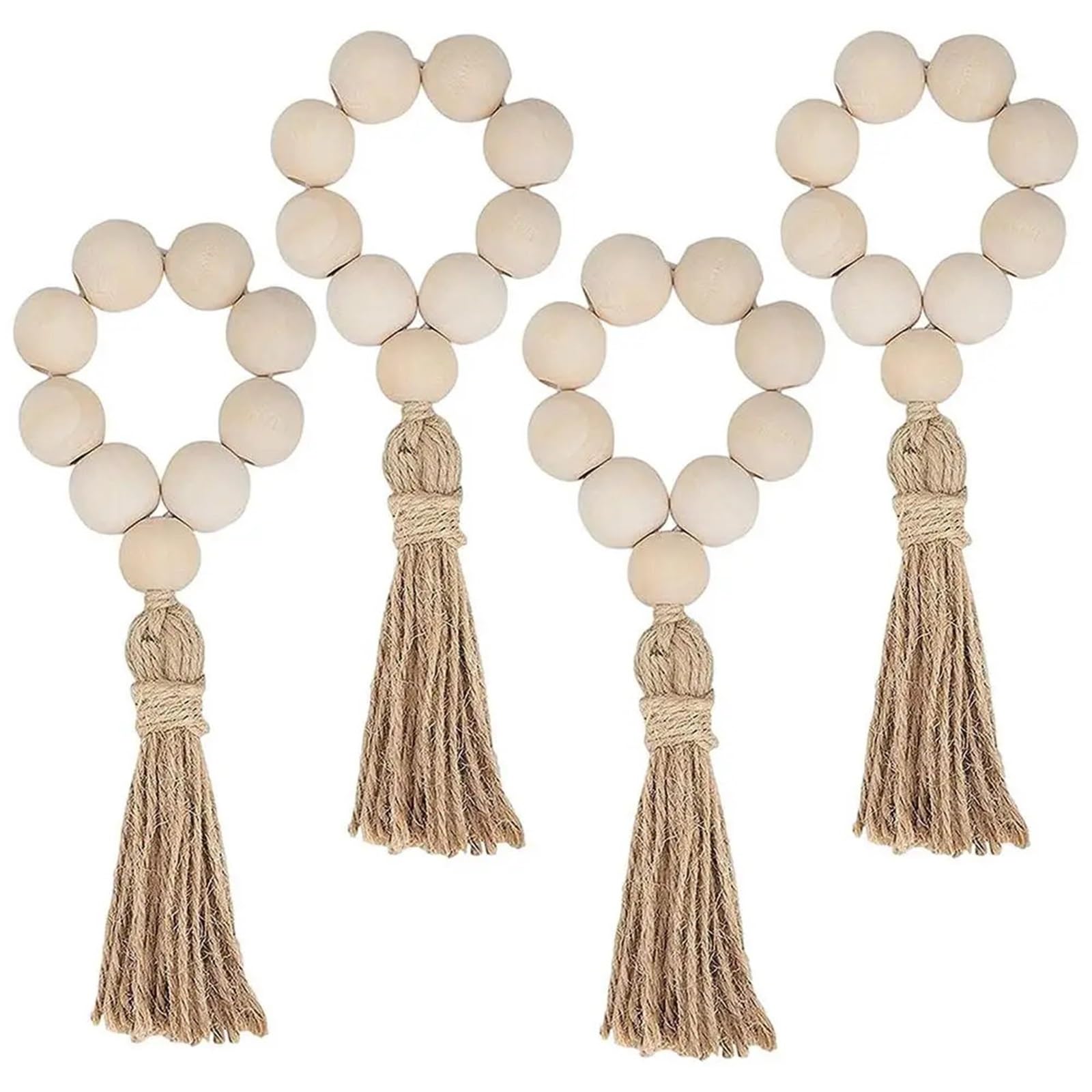 Anelli portatovaglioli 48 pz perline di legno portatovaglioli con nappe per Natale fattoria matrimonio casa decorazione tavolo
