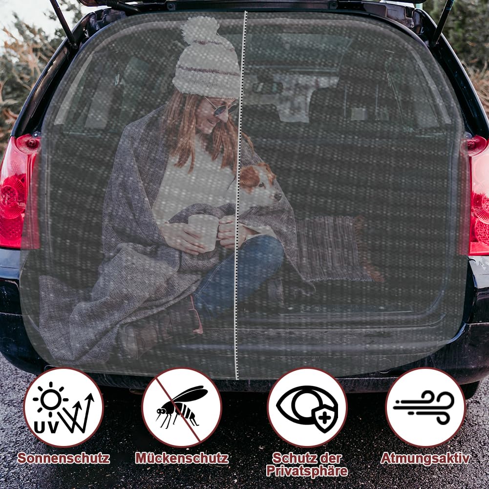 Copertura per portellone con zanzariera, 180x150cm Copertura per porta a battente del bagagliaio Protezione solare, Zanzariera magnetica per auto, Tenda divisoria per auto Protezione solare