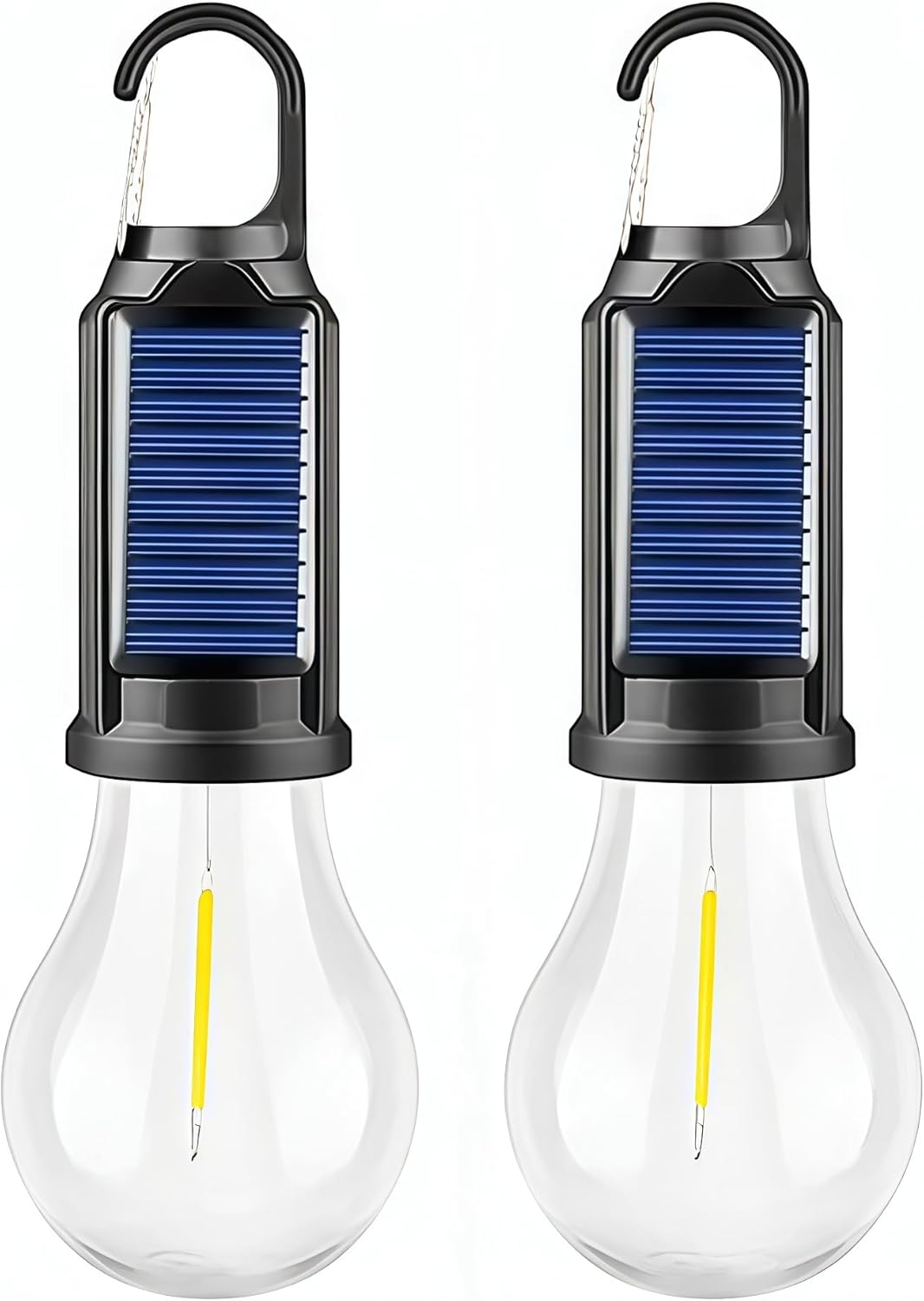 Solar Rechargeable LED Camping Lantern Light Bulbs with Hook Clip, 3 Lighting Modes, Portable Emergency Lights for Camping, Hiking, Power Outage, 5 Pack (2)
