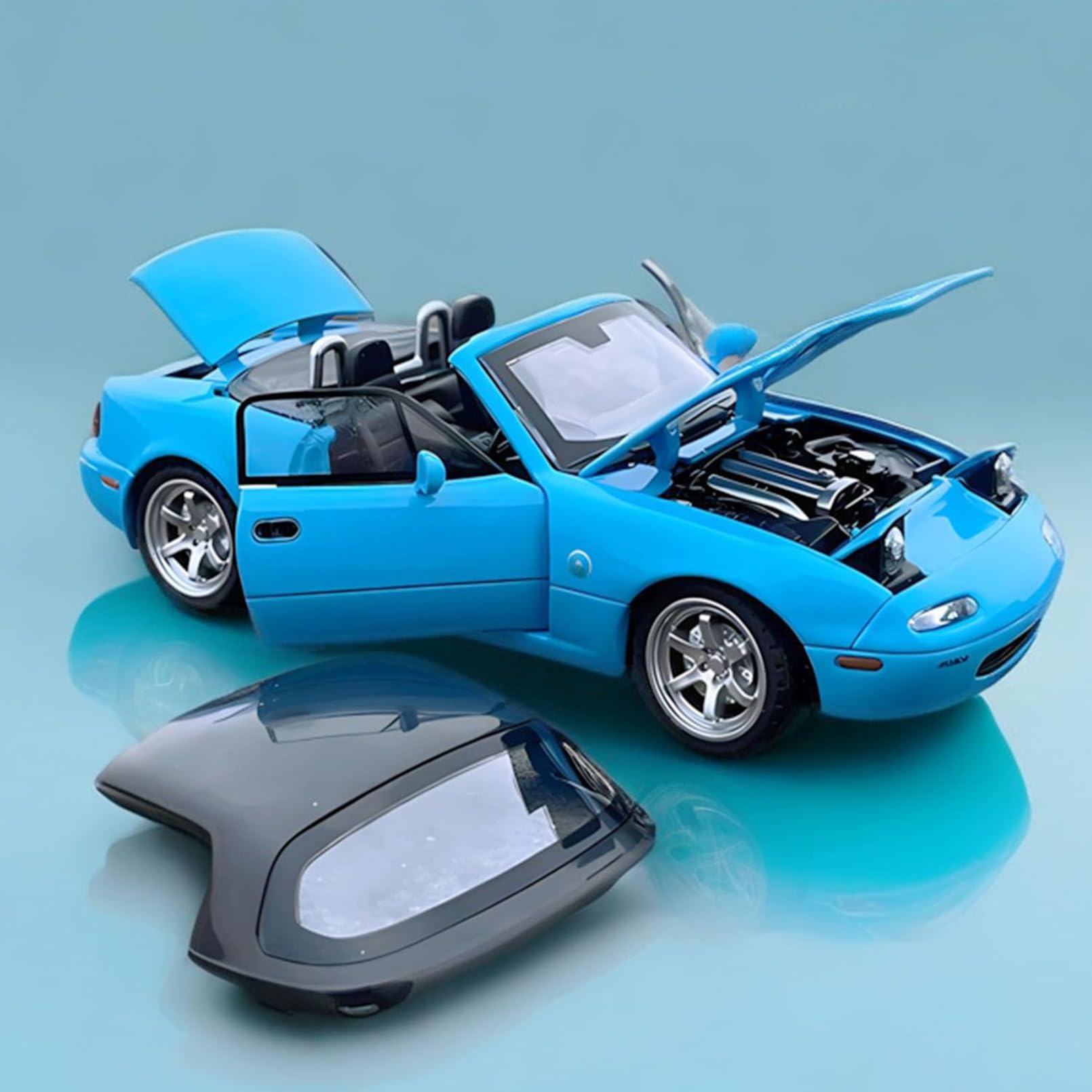 MODVKVK Mazda MX-5 Miata 1:32 Model Car, Toy Car With Light & Music, Removable Top, Pull-Back Function, Alloy Die-Cast - Image 2