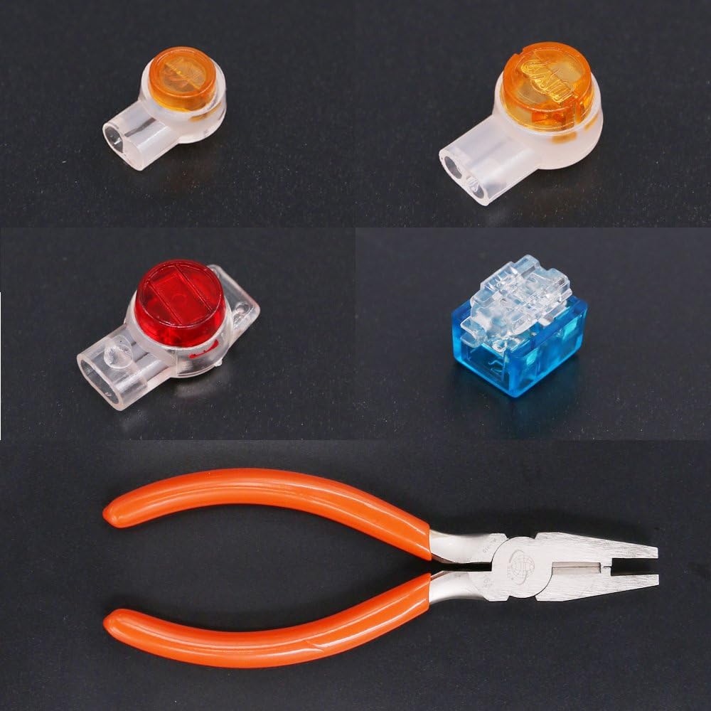 Hilitchi 200-Pcs Data Phone Wire Butt Splice 2/3 Ports UY/UR/UB Crimp Terminal Connectors Assortment Kit - with Connector Crimping Pliers