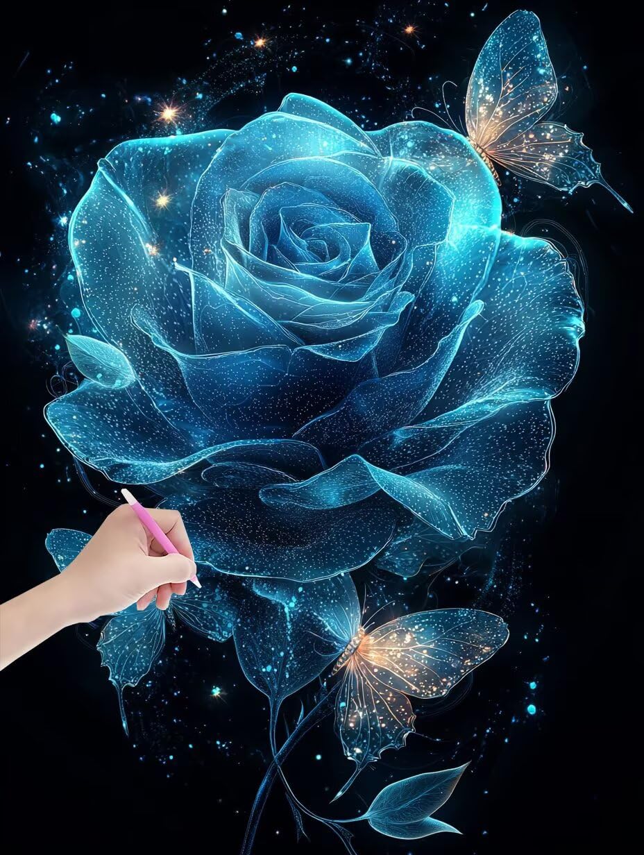 Diamond Painting Rose, obraz diamentowy 5D, dla dorosłych, pełne wiertło, malowanie diamentami, okrągłe kamienie, zestaw do majsterkowania, dla dorosłych, zestaw do dekoracji ściany, 60 x 80 cm, -5330