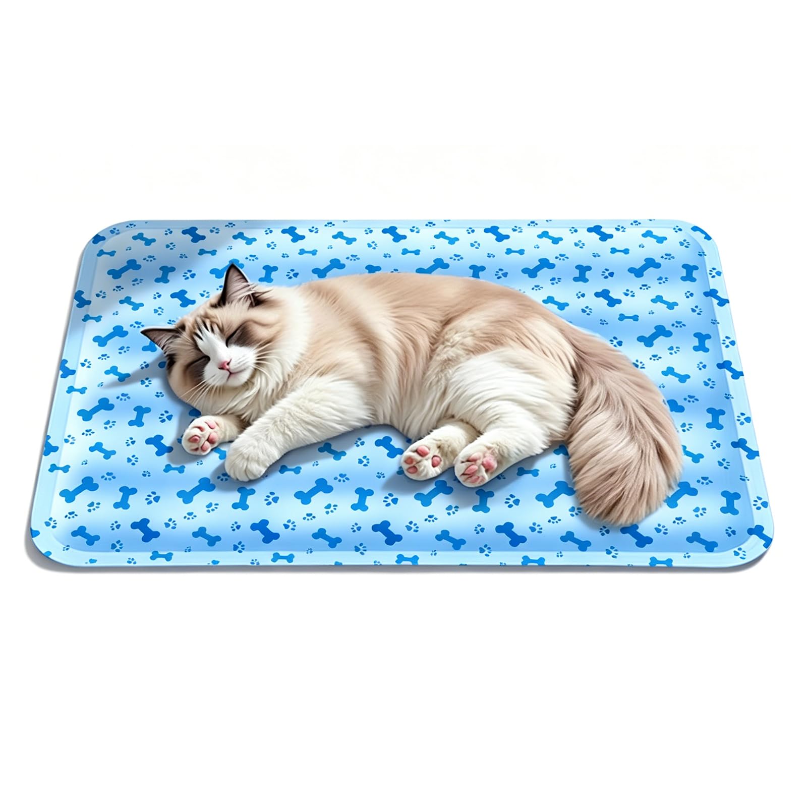 Tappetino Di Raffreddamento per Cani,Tappetino Di Auto-Raffreddamento per Gatto Domestico,Mattasso Non Tossico Di Gel Di Auto-Raffreddamento per Animali Domestici,Portabile Pieghevole (Blue(60x90cm))