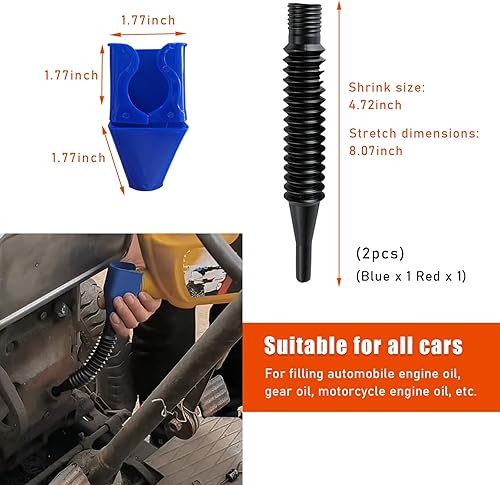 Miniatura 2 de Kewucn 2 embudos de plástico flexibles para automóvil, embudo de combustible de boca ancha con asa, embudo de aceite retráctil multifunción para