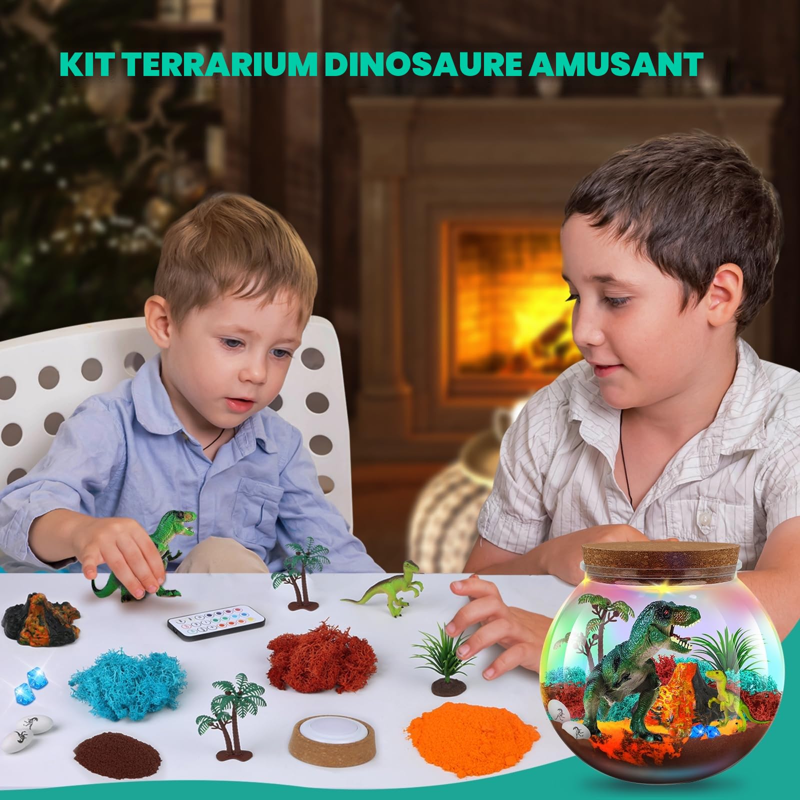 RONSTONE Dinosaures Jouets pour Garçons - Kit Terrarium & Cadeaux d'anniversaire pour Enfants de 4 5 6 7 8-12 Ans - DIY Kit Volcan Dino Kits Éducatif Scientifiques pour Enfants