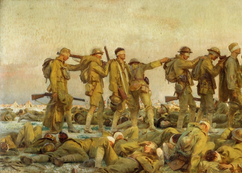 John Singer Sargent 'Gassed, detail', U.S.A, 1919, Reproduction 200gsm A3 Vintage Classic Art Poster