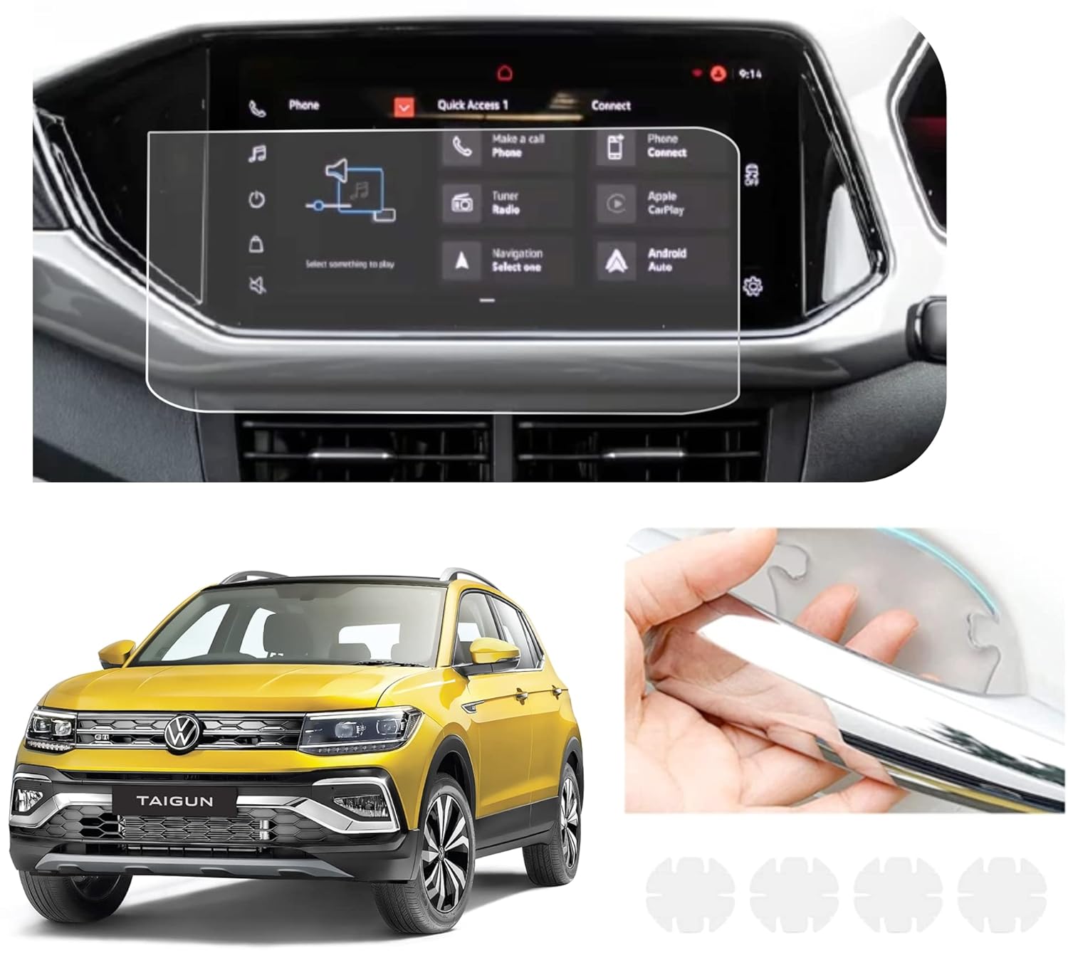 RGY Hydrophobic Vw Taigun Car Accessories Gps Navigation System Touch