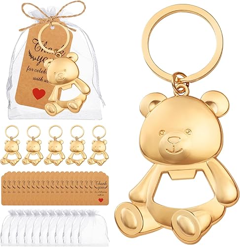 Miniatura 7 de 24 botellas de poppin para baby shower, llavero abridor de botellas de huella, abridor de botellas de carro de bebé con tarjetas para regalos