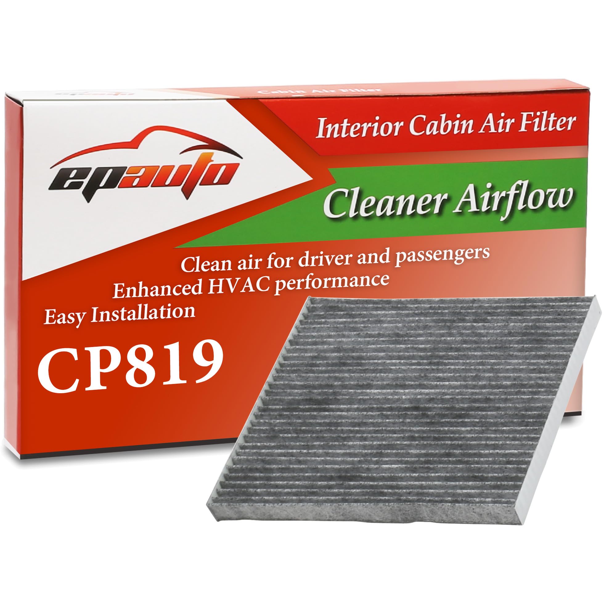 EPAuto CP819 (CF11819) Cabin Air Filter with Activated Carbon, Replacement for Hyundai Santa Fe, Kia Optima, Chevy Equinox, GMC Terrain, Saturn Vue - Fits 2008–2021 Models