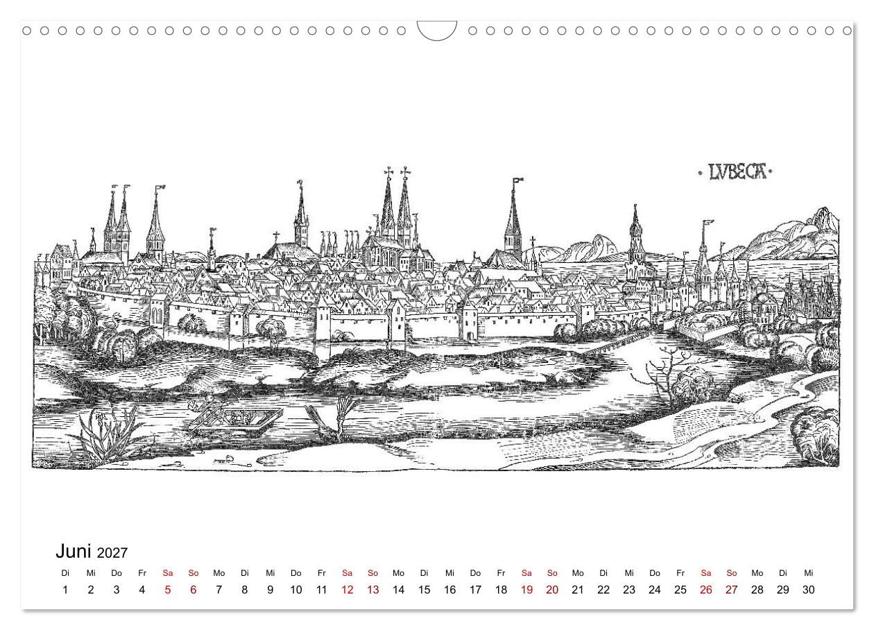 CALVENDO - Schedelsche Weltchronik Deutsche Städte 1493 (Wandkalender 2027 DIN A3 quer), Monatskalender: Deutschland im ausgehenden Mittelalter