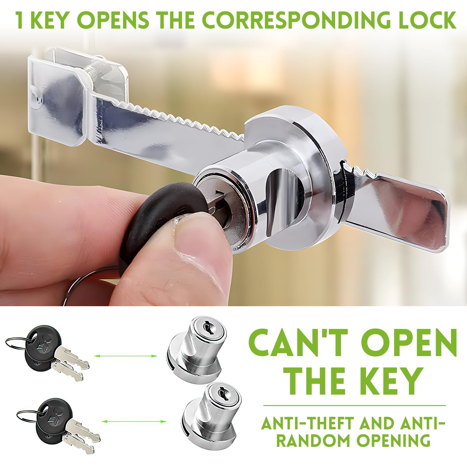 Serratura Scorrevole Per Vetrine - Con Chiave E Sicurezza Rafforzata - Foto 5