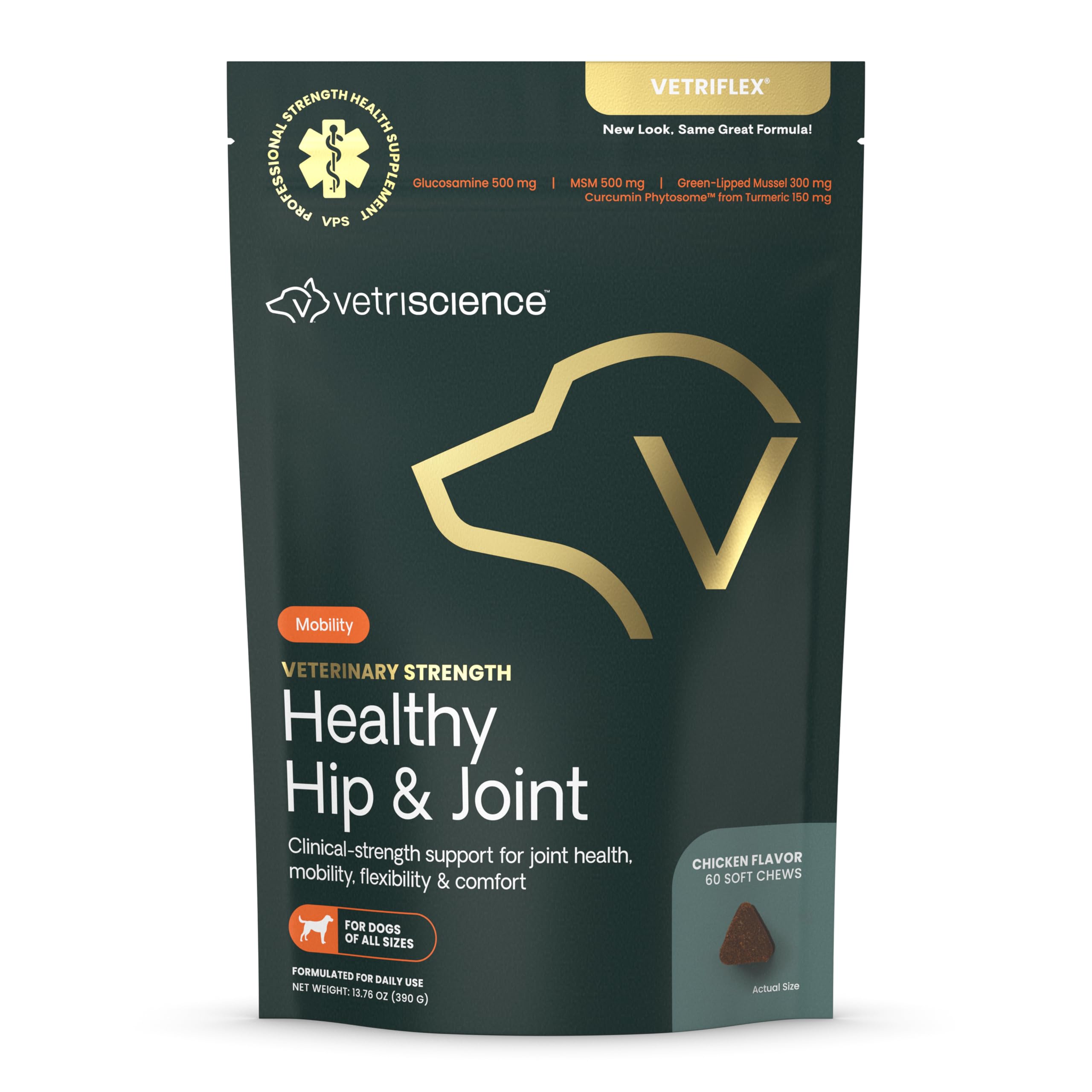 Veterinary Strength Healthy Hip & Joint Chews - Joint Health Supplement for Dogs - Supports Mobility & Flexibility - 60 Count