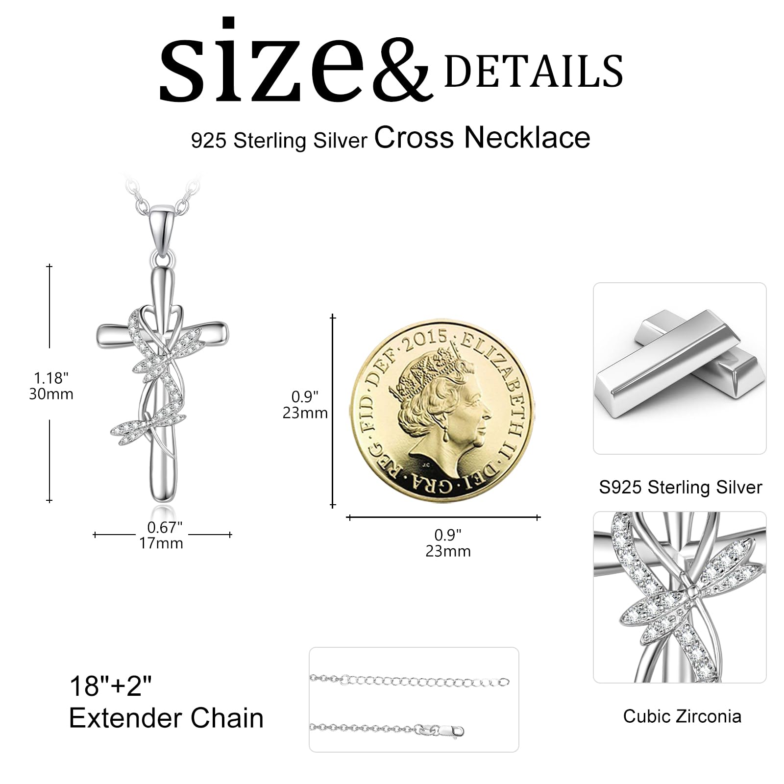 praymos Collana con croce in argento Sterling 925, per donne e ragazze, con pietra di luna turchese crocifisso, collana ispiratrice per donne, regalo per lei