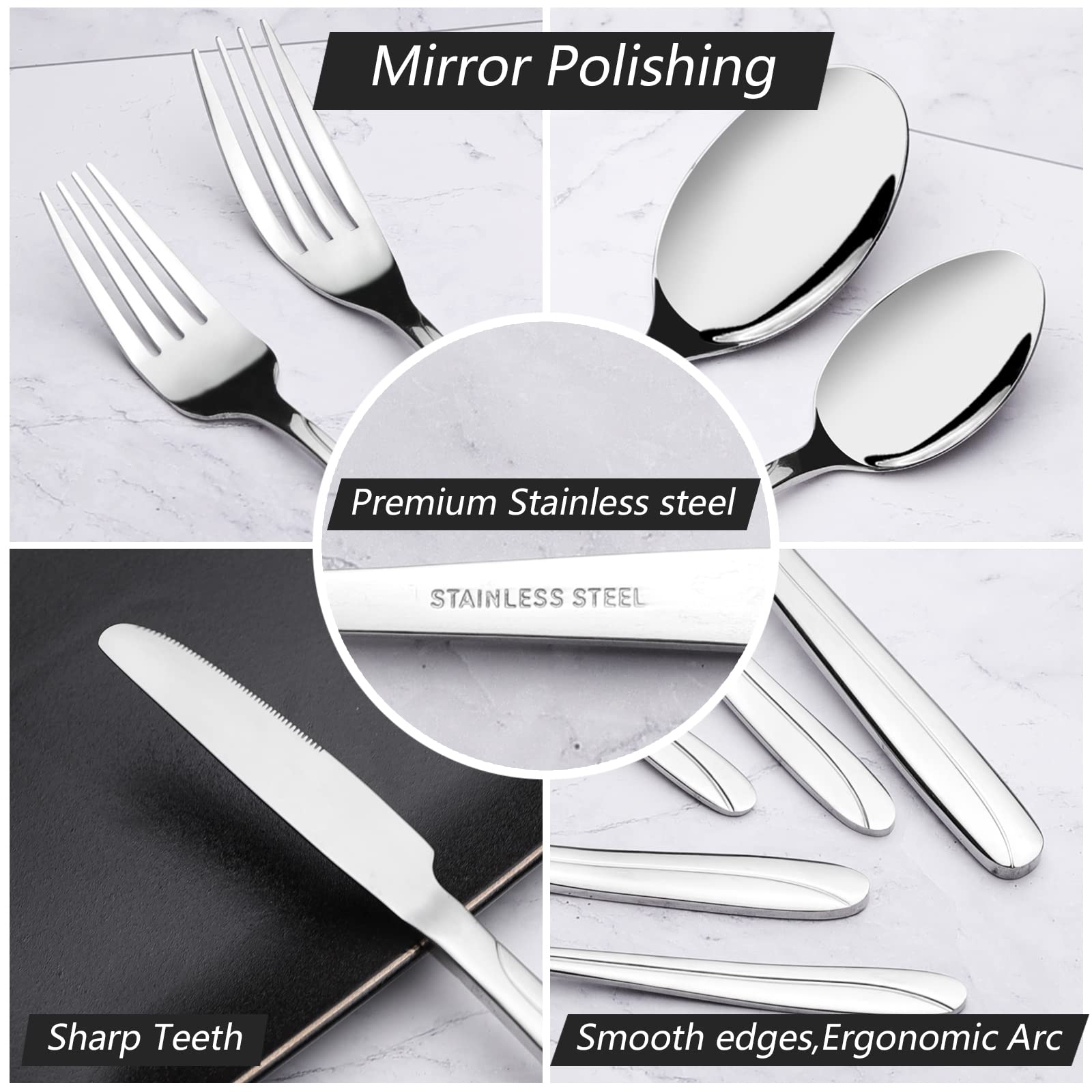 Anbers 60-Piece Stainless Steel Flatware Sets, Service for 12 — Amazon image 3
