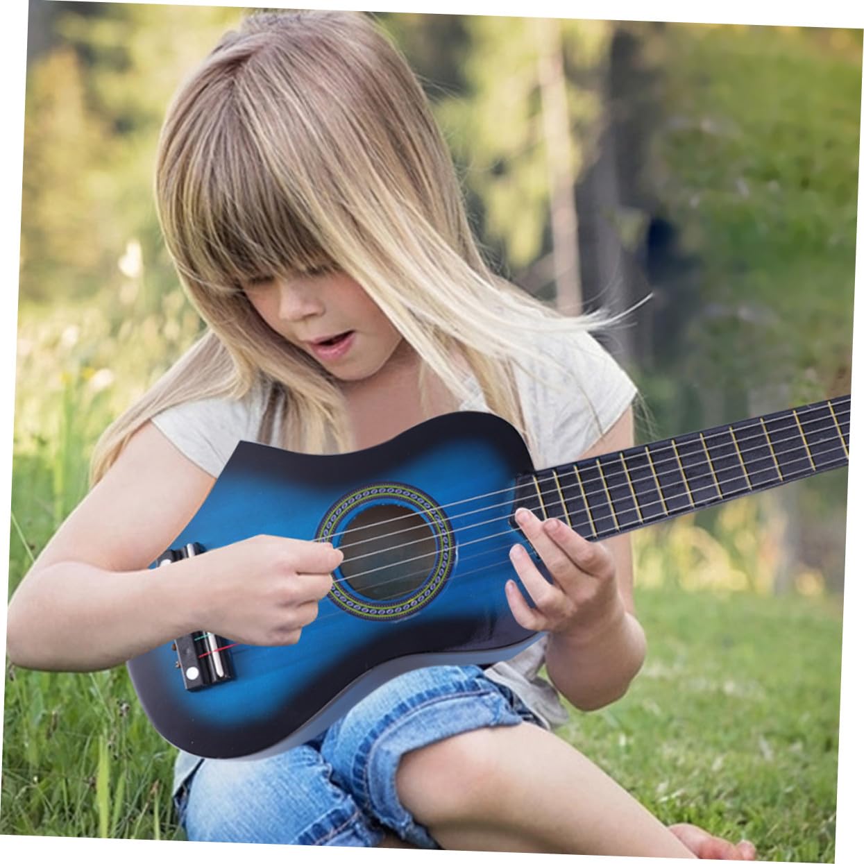 Chitarra Giocattolo per Ragazzo Ragazza 23 Pollici in Legno Blu