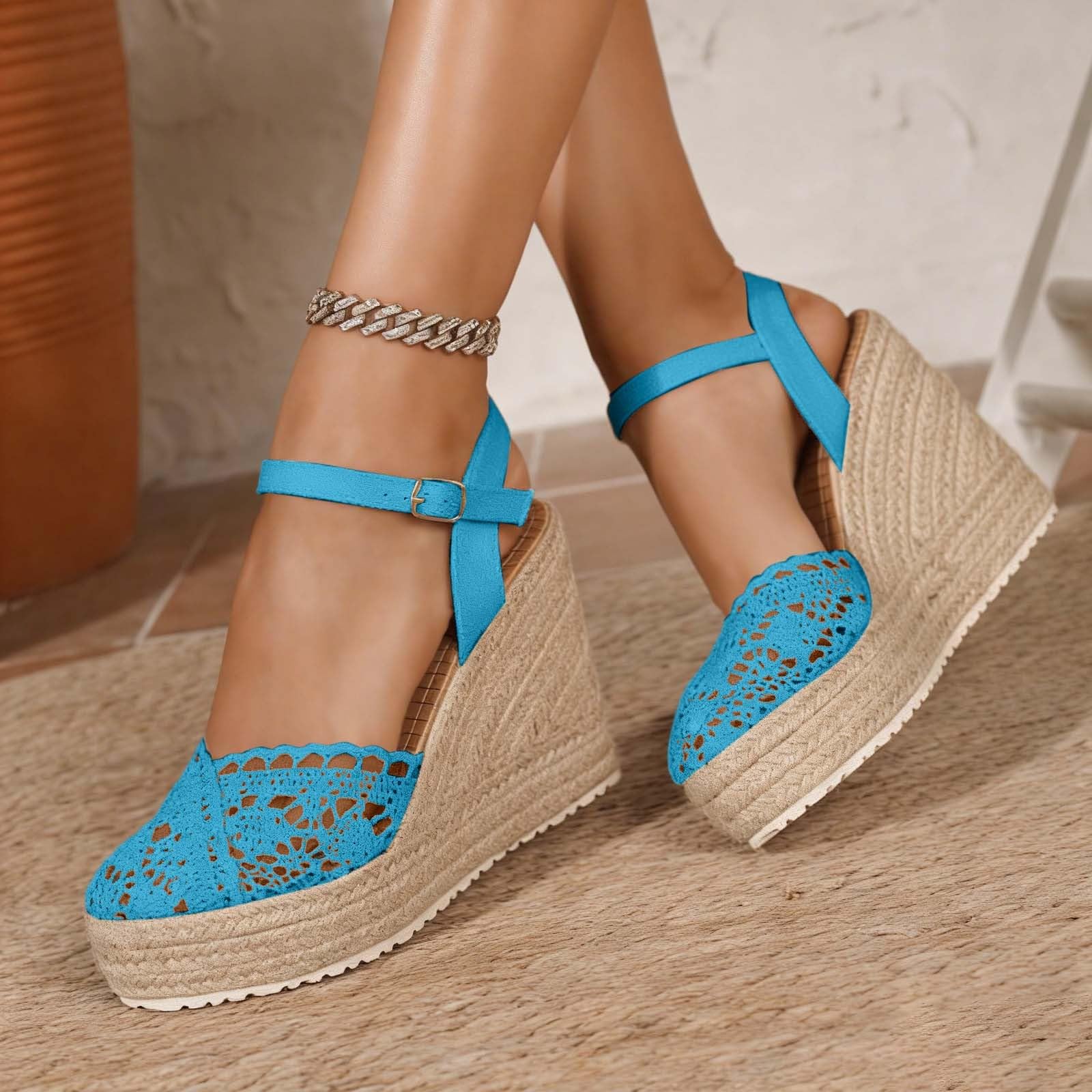 Sandali Zeppa Alta Donna Estivi con fibbia décolleté con plateau boho sabot facili da pulire pantofole comode pantofole moda sabot sposa senza lacci décolleté plateau Adatto per vacanze e spiaggia