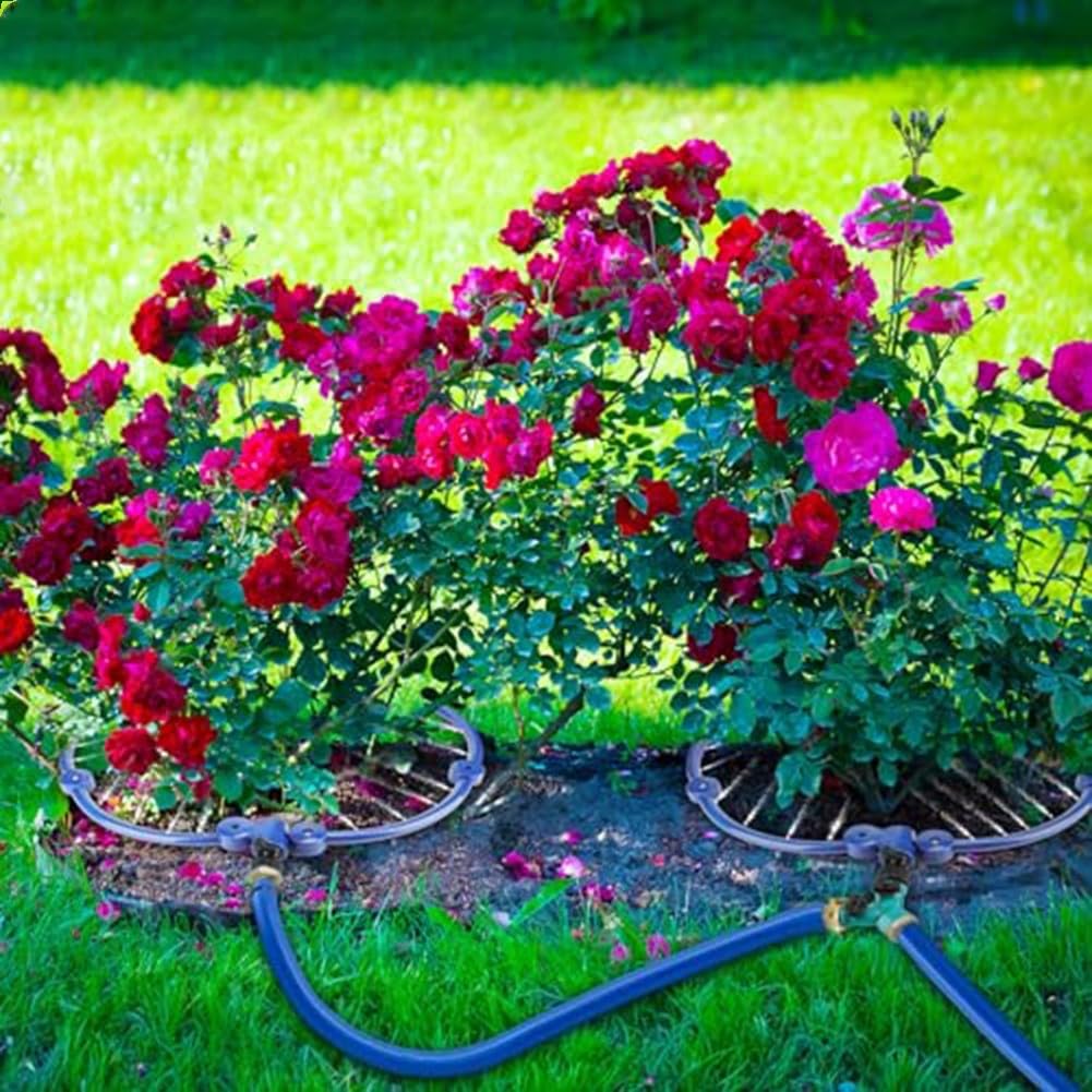 Sistema di irrigazione ad anello per albero in 2 pezzi con irrigatori di diametro 33 cm e flusso d'acqua completo a 360 gradi per saturazione delle radici (2 pezzi)