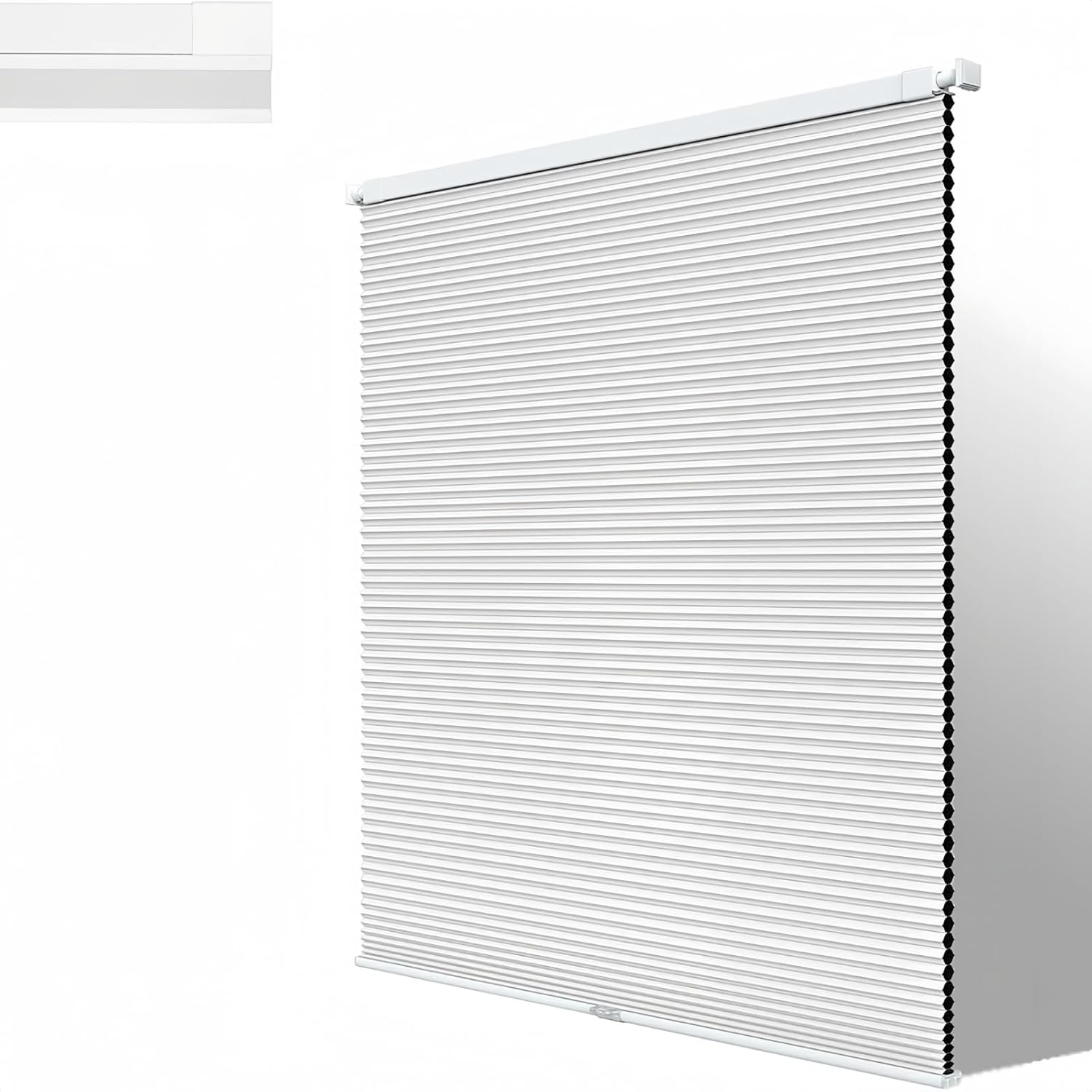 No Drill Cordless Cellular Shades Blackout.49 3/4" W×52" H.Tool-Free Honeycomb Window Blinds Thermal Insulated, Light Blocking Shades for Home Bedroom.White.