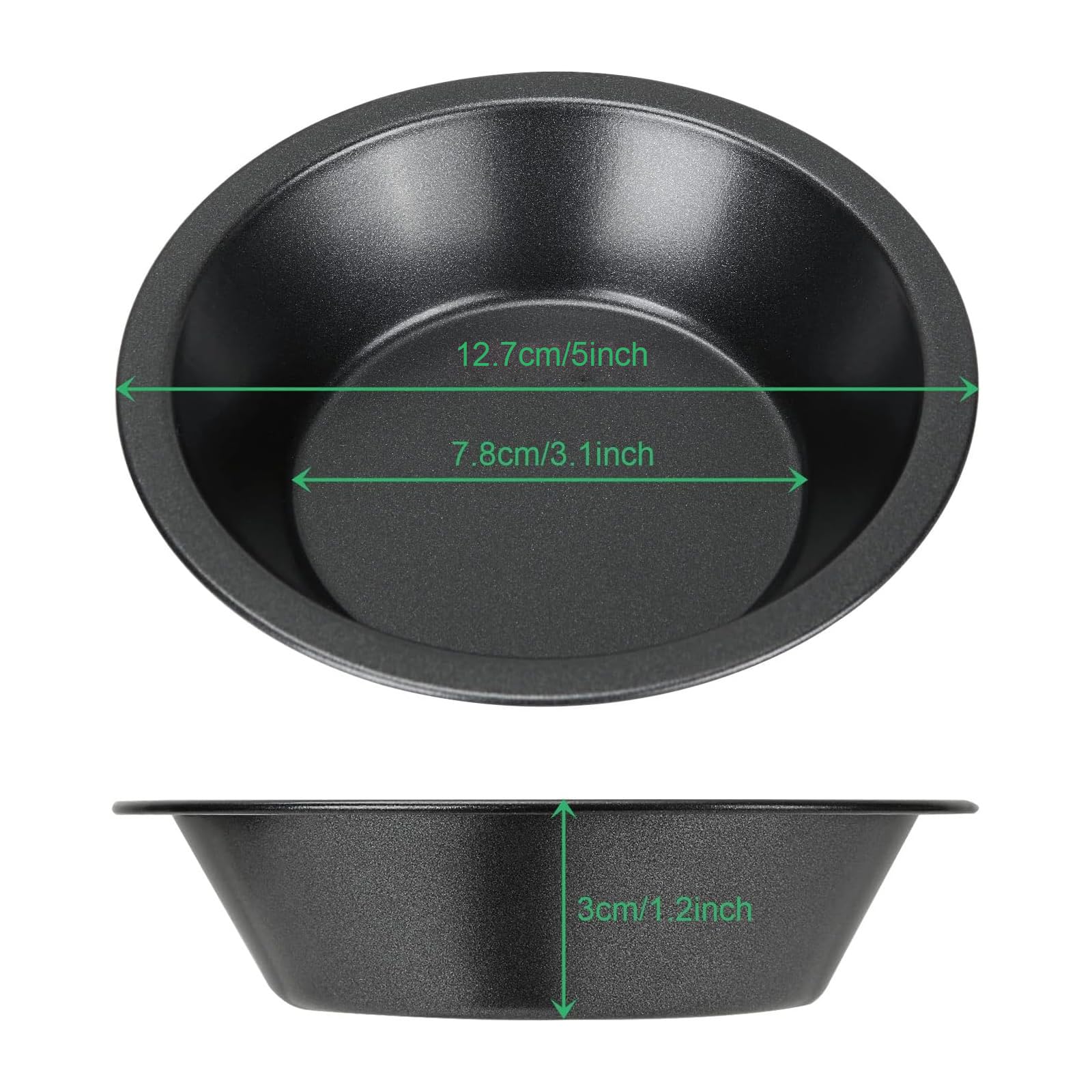 GOYADA 12PCS Pie Dishes, Mini Quiche Dishes Individual Round, Carbon Steel Non Stick Mini Tart Tins - Image 2