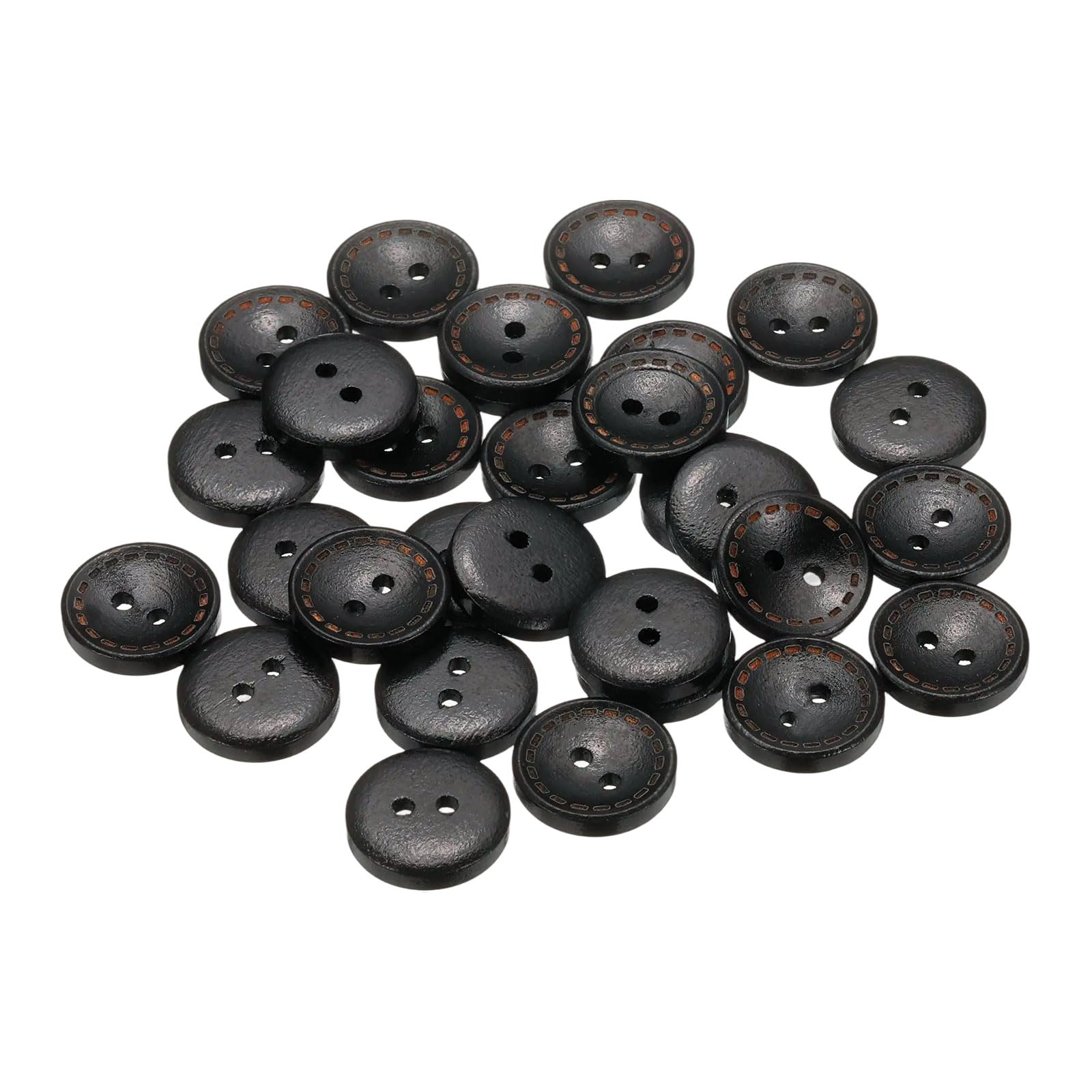 sourcing map 30pcs 28L Wooden Sewing Button 11/16"(18mm) 2 Holes Wood Round Craft Replacement Buttons for Sewing Clothing Pillow DIY Crafts Decoration, Black — image 1