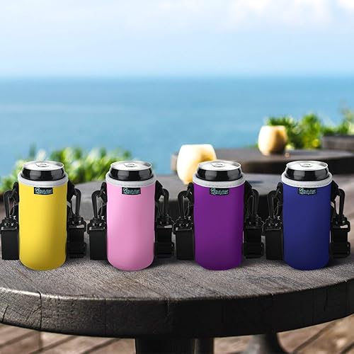 Vista 10 de Beautyflier Funda de neopreno con correa ajustable para el hombro, soporte aislante para latas de cerveza de 12 onzas