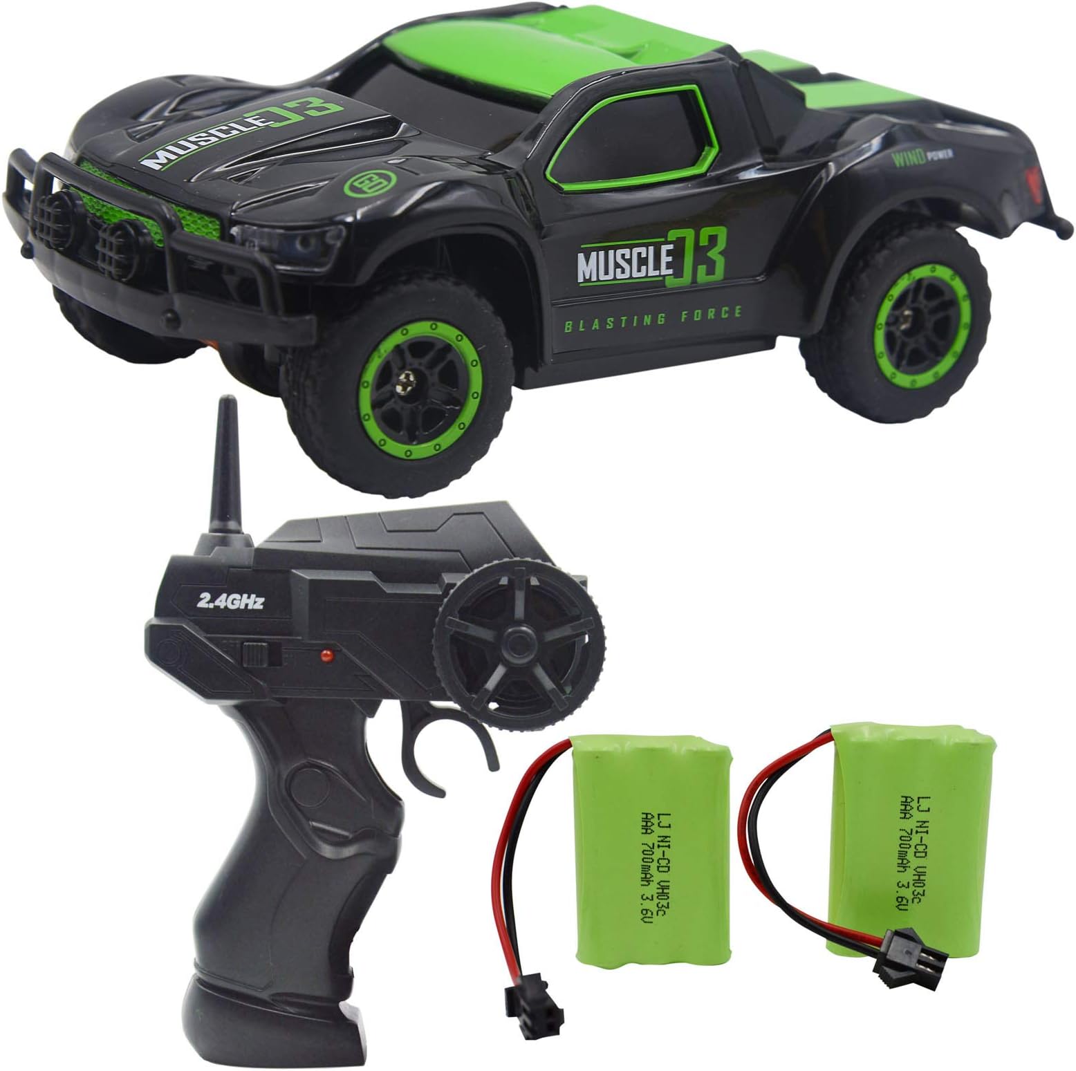 Blomiky 4WD 9MPH High Speed Racing RC Car 1:43 Scale 2.4G 4WD Electric Small Remote Control Vehicle D143 Green Black