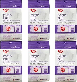 Enoz Lavender Scented Moth Ball Packets: Kills Clothes Moths, Carpet Beetles, Eggs and Larvae (6 oz Bag, 6 Pack)