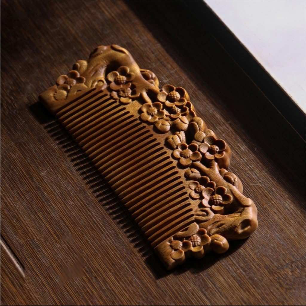 Peruka Grzebień Carved Wooden Comb for Women, Long Hair Comb, Curly Hair Comb, Household Antique Comb, Anti-static Duże grzebienie do włosów