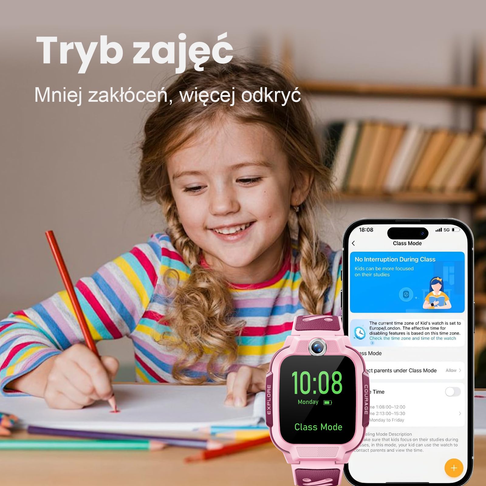 imoo Z3 Smartwatch 4G z GPS i kartą SIM, rozmowy wideo, WiFi, SOS, wodoszczelność IP68, zegarek do telefonu dla dziewcząt i chłopców (różowy-Z3, imoo Z3)